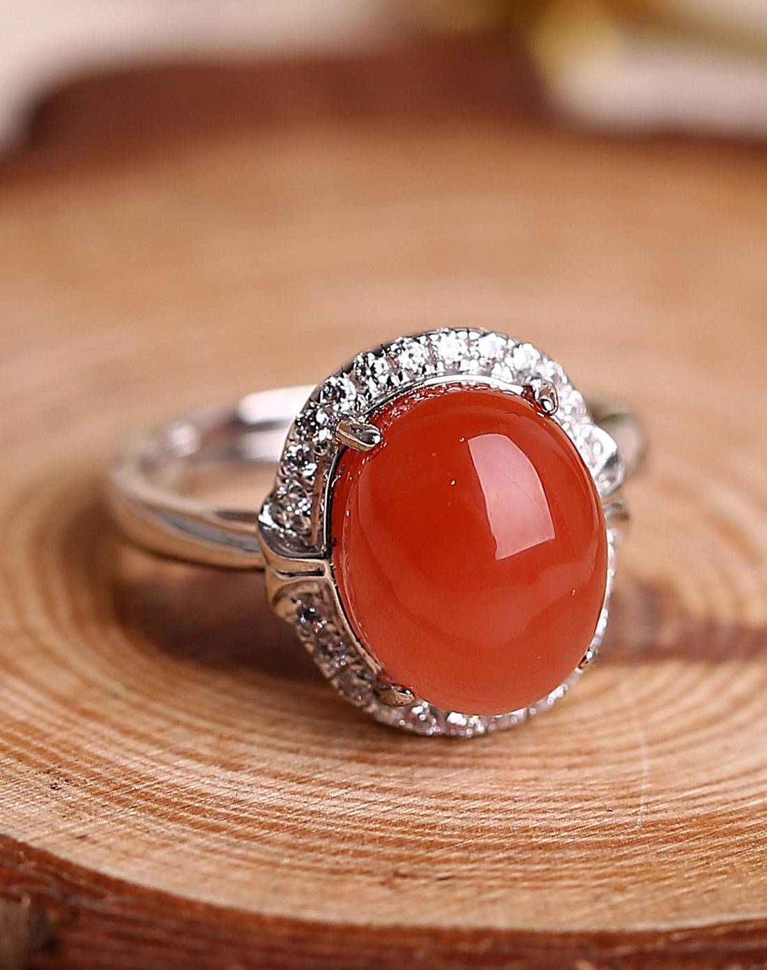 高贵典雅3a级南红玛瑙戒指附证书