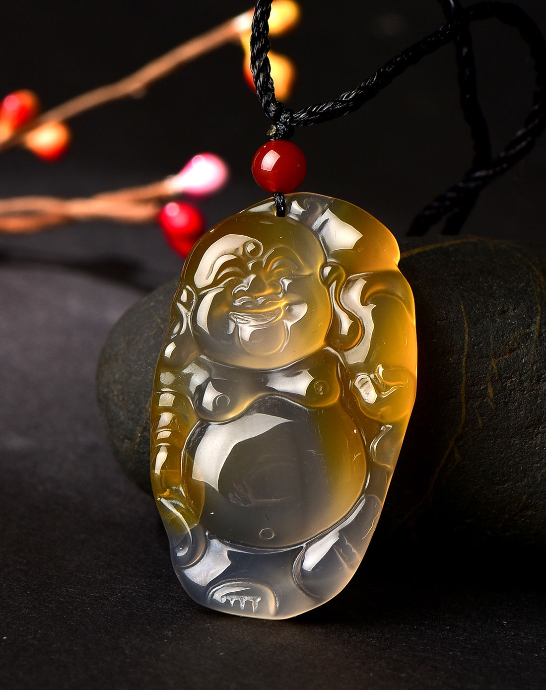 开心有财佛冰彩玉髓吊坠