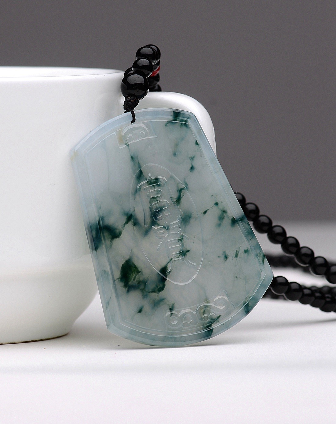 a货翡翠冰种飘蓝花无瑕水润喜上枝头吊坠