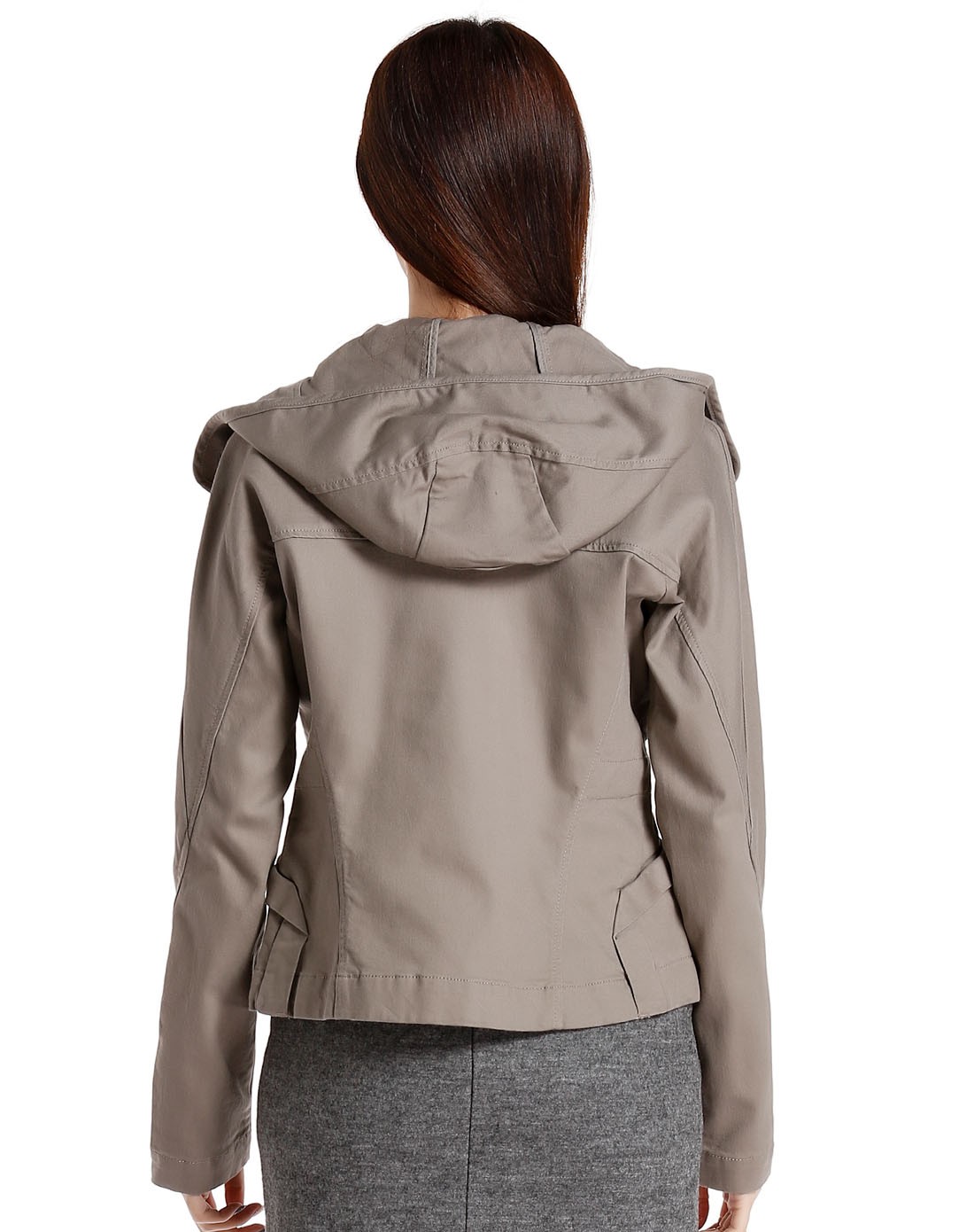 灰卡其色潮流时尚长袖外套