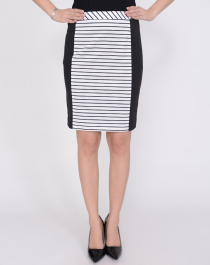 女款黑白条筒形裙子