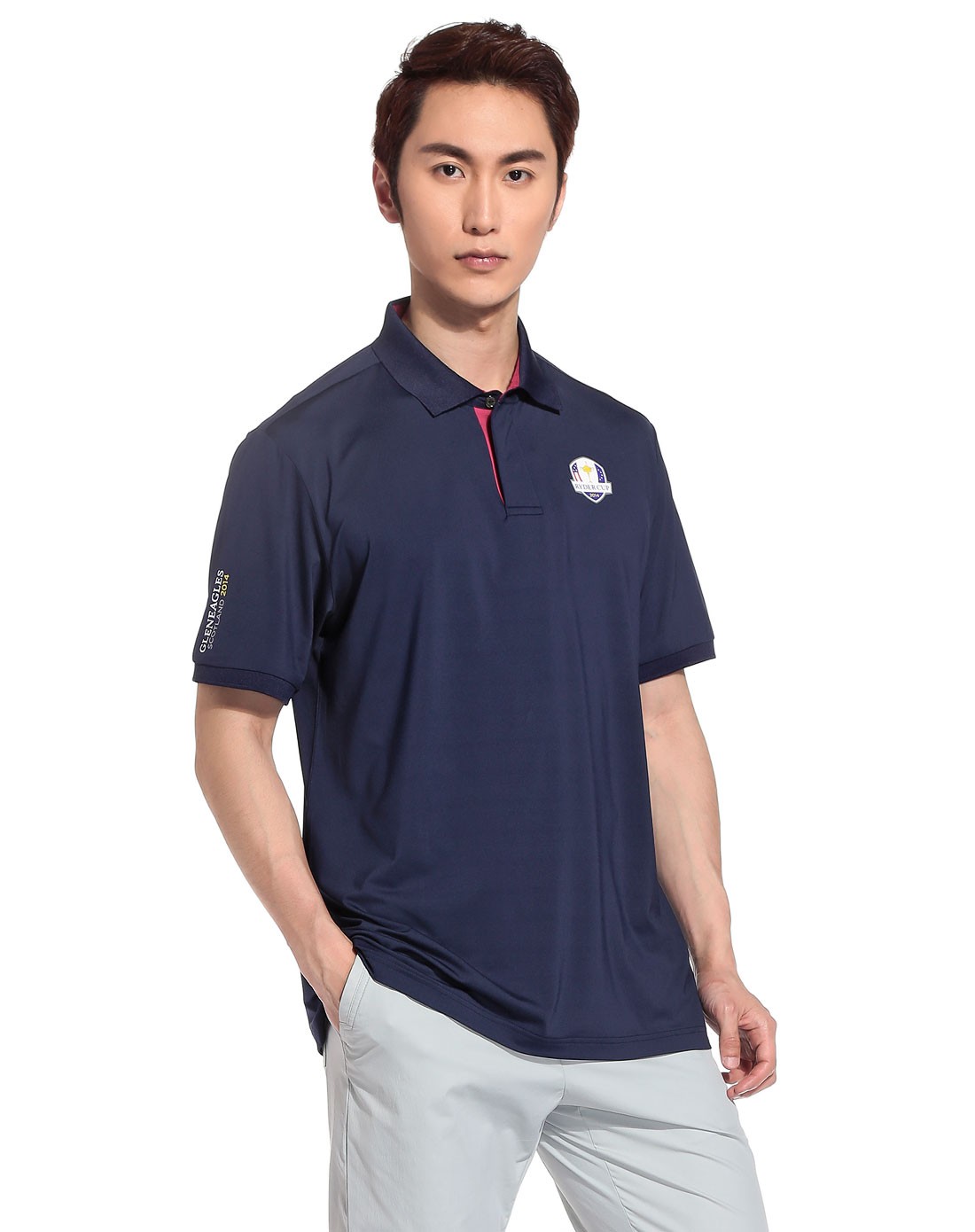 ryder cup 藏蓝色短袖polo衫 弹力百搭