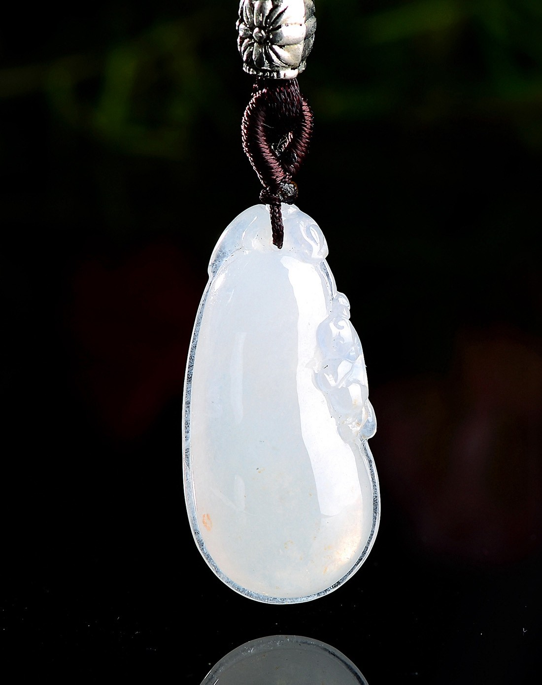 a货翡翠冰种莹白水润饱满多子多福吊坠