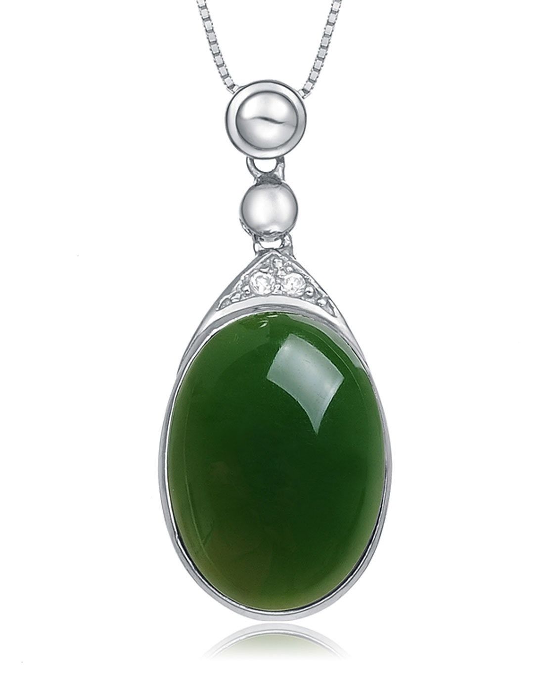 玉石饰品库存专场-盈满堂 925银镶俄罗斯天然和田碧玉吊坠-雅致