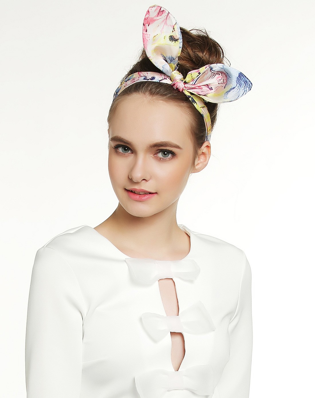 红色田园碎花布艺蝴蝶结发带