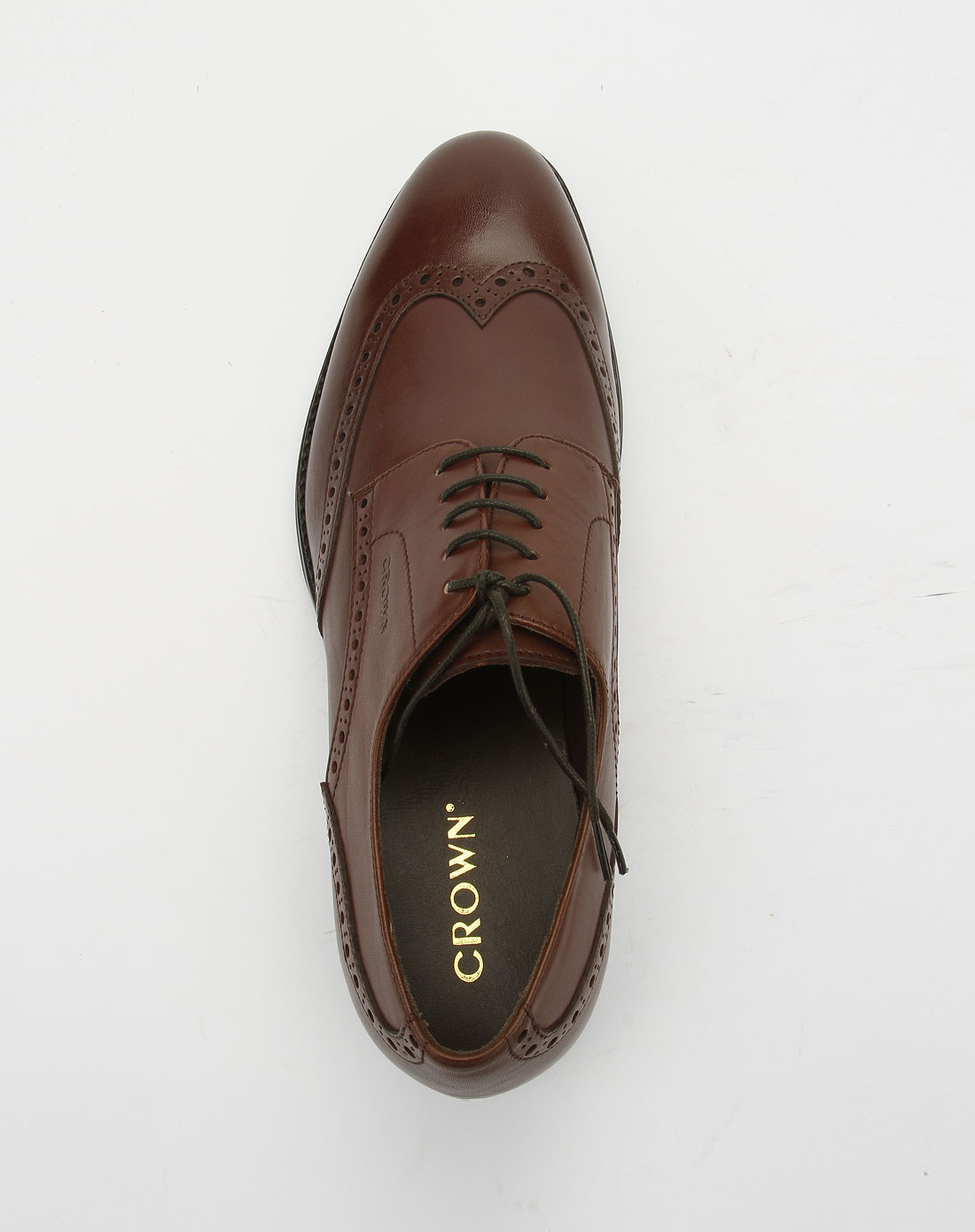 皇冠crown男鞋专场-男款咖啡色经典正装皮鞋
