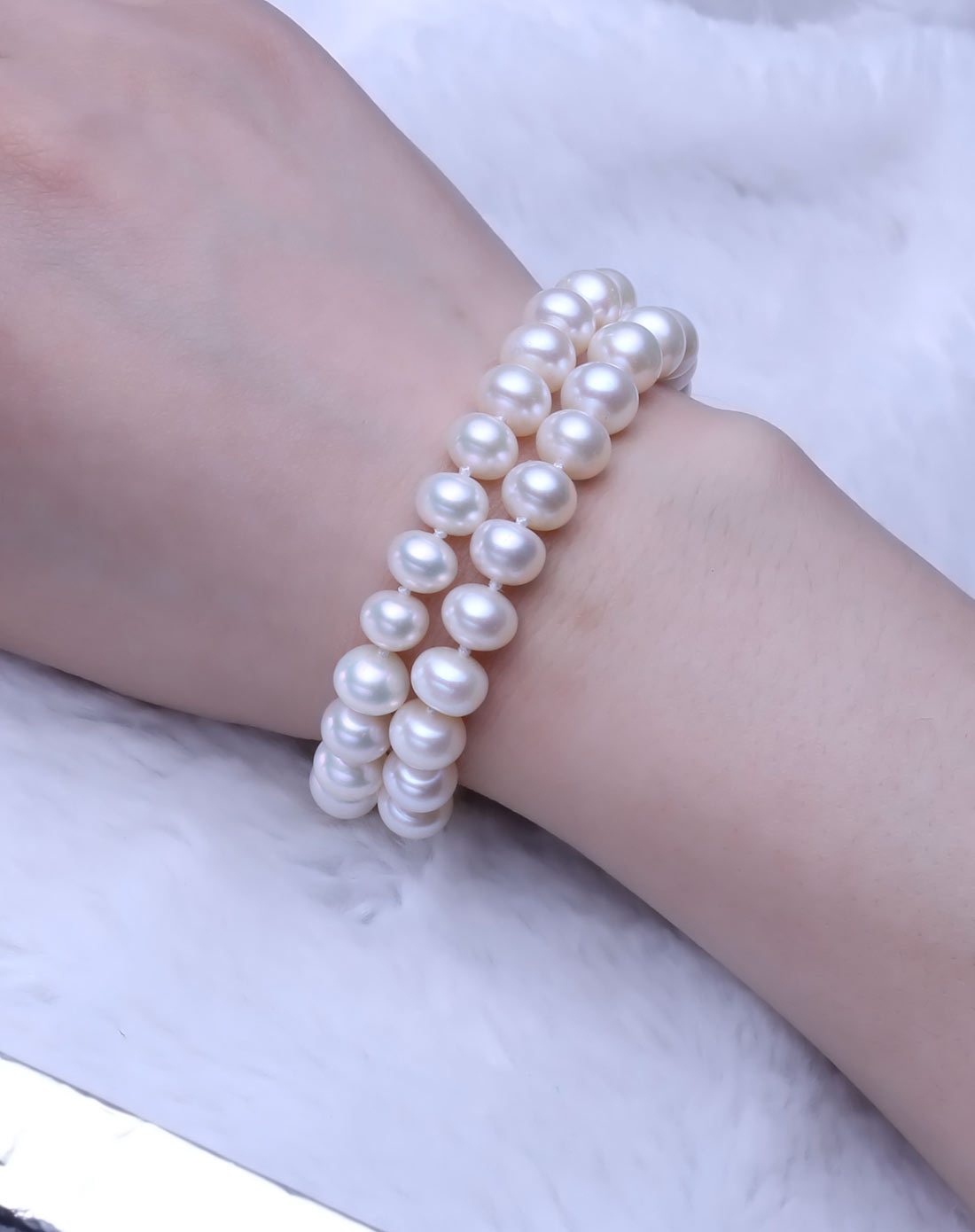5-8.5mm白色双排时尚优雅手链