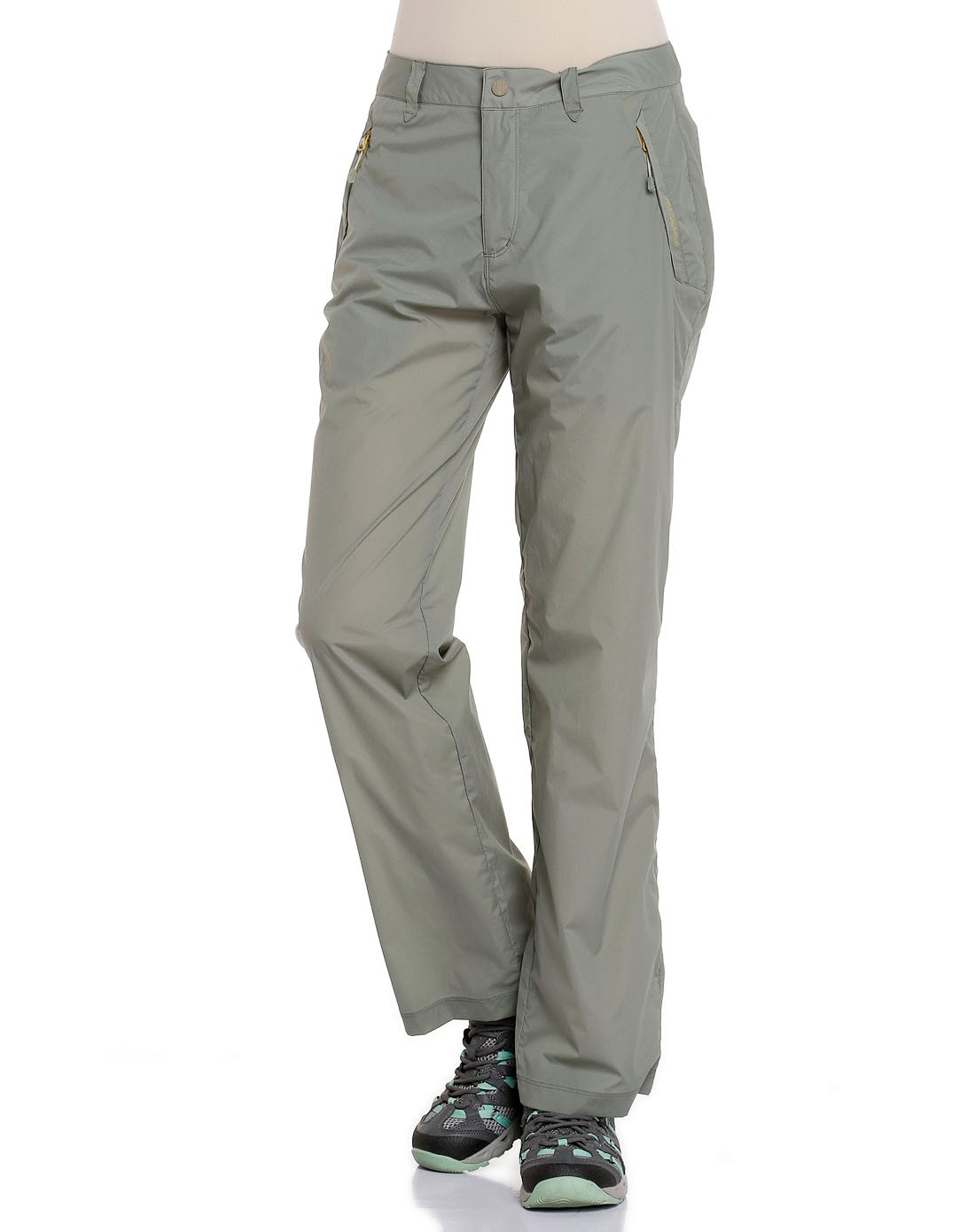 女款藕灰色绮莉弹力蝉翼长裤 透气自如