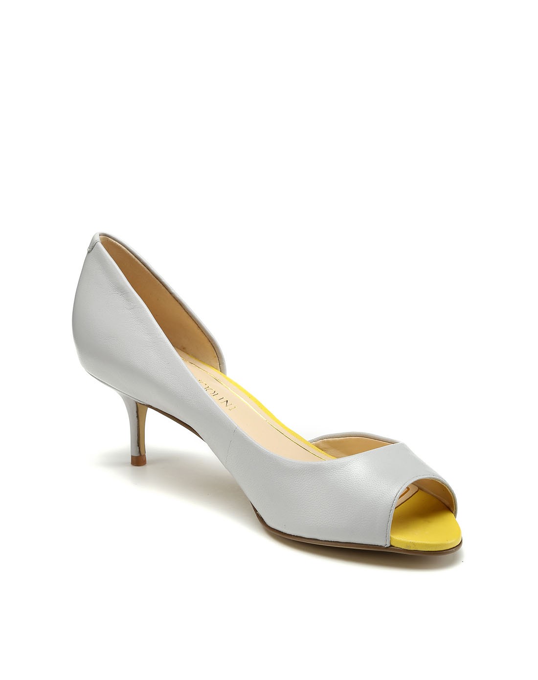 enzo 15年春夏新款灰色简约时尚侧空中跟鱼嘴鞋