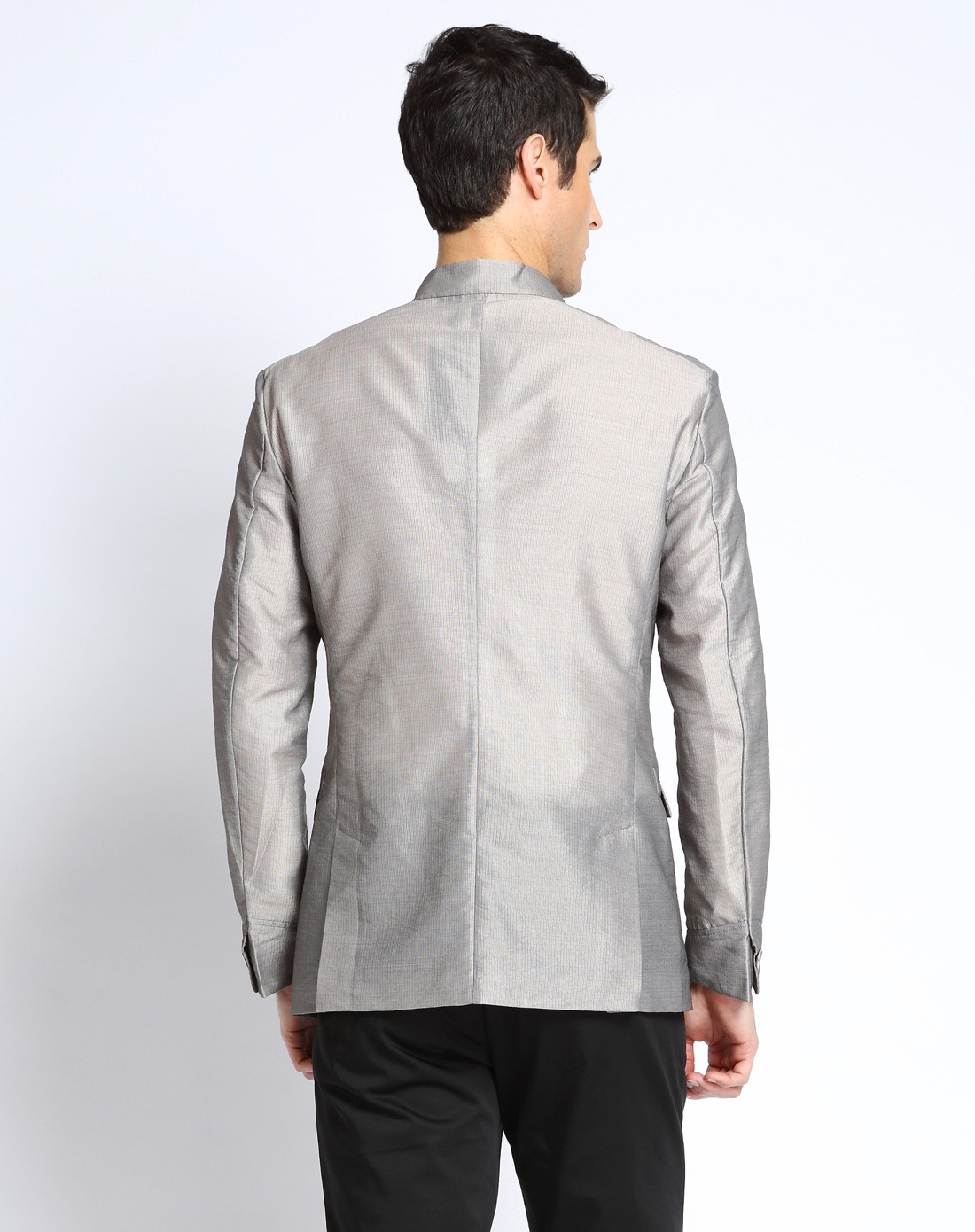 驼灰色立领中山装式气质外套