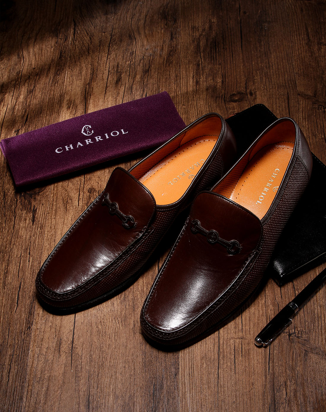 意大利进口暗咖啡色袋鼠皮简约商务皮鞋