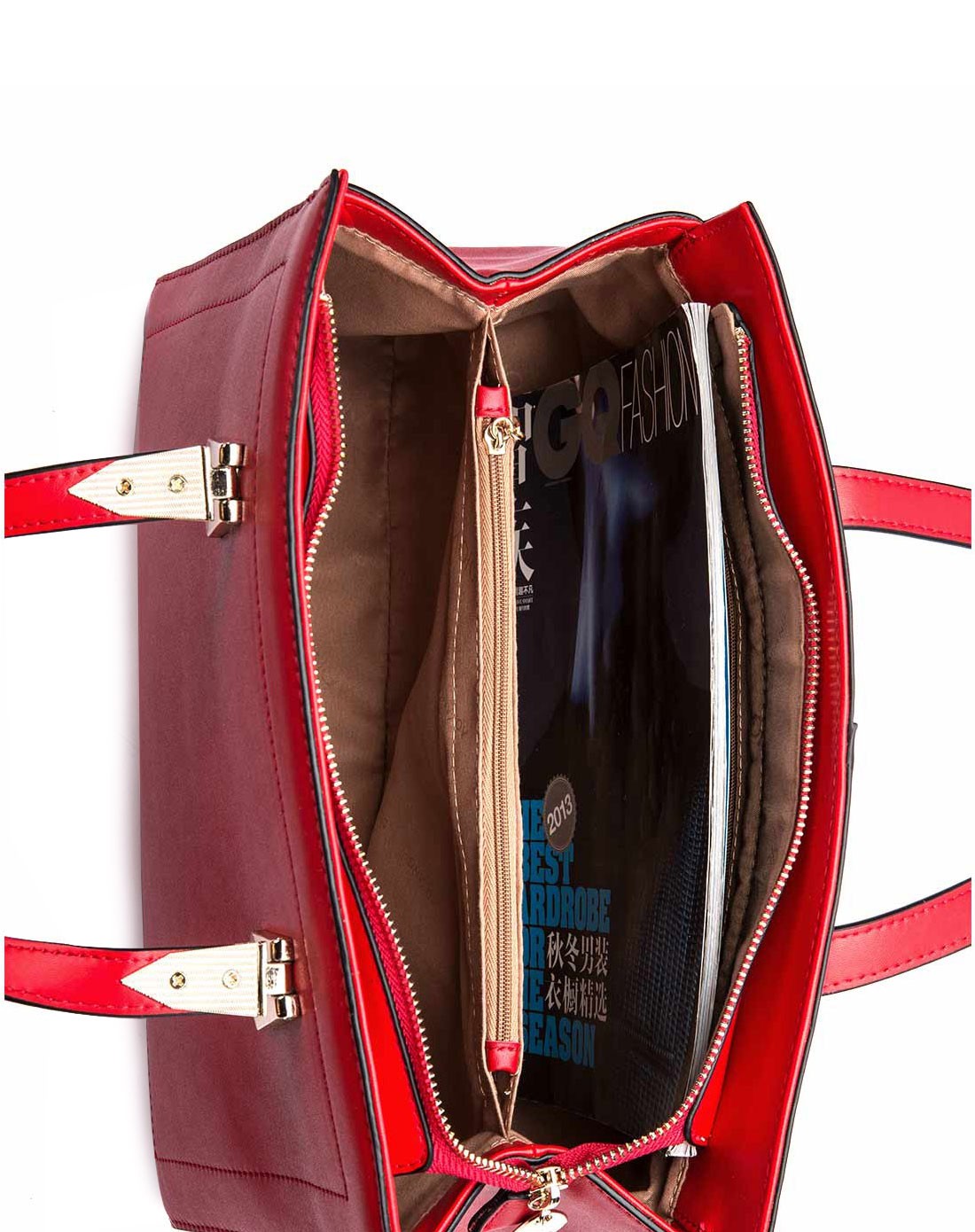 2015新款奥康红色百搭手提包