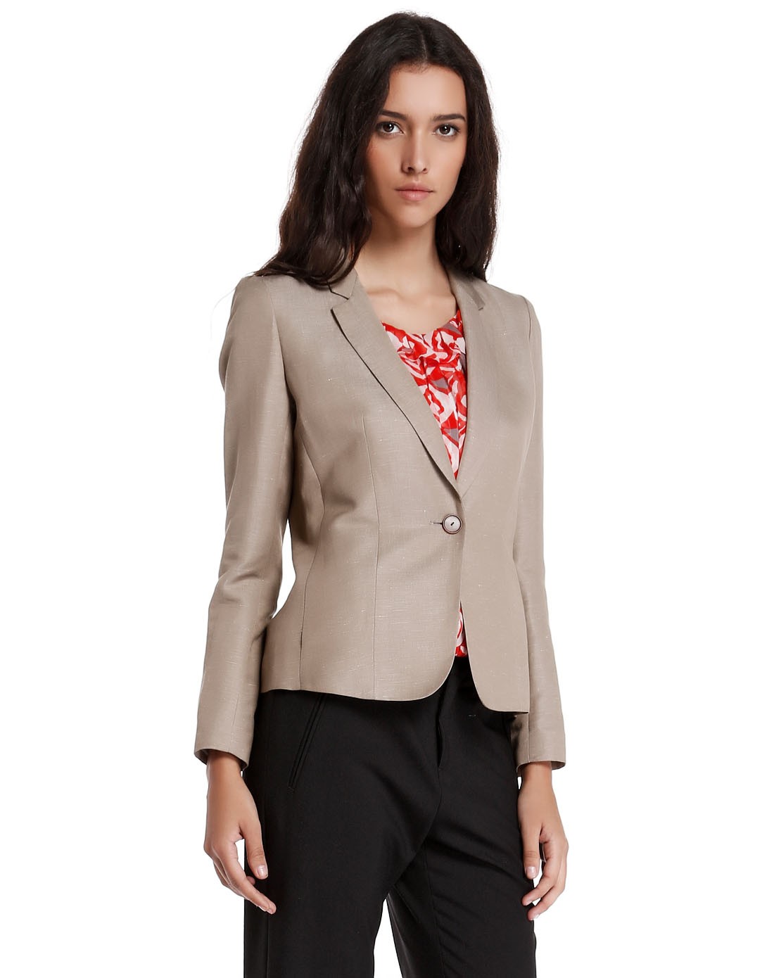 浅灰褐色气质时尚长袖西服