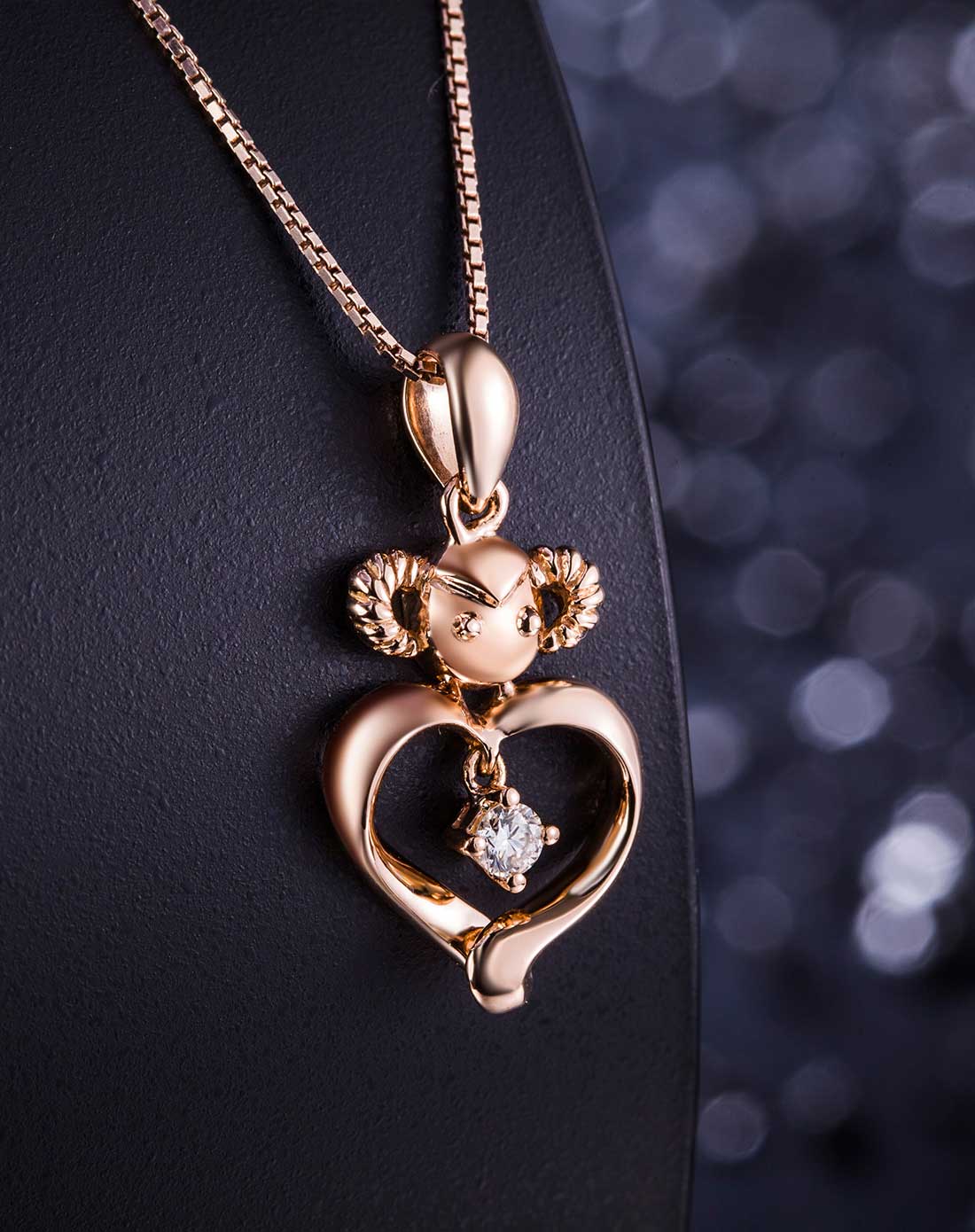 18k玫瑰金钻石小羊吊坠-羊年开运系列