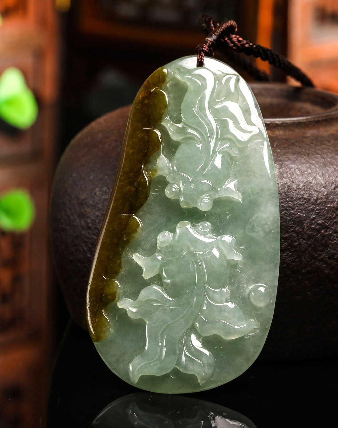 天然细腻糯种金玉满堂翡翠挂件(附国检证书)