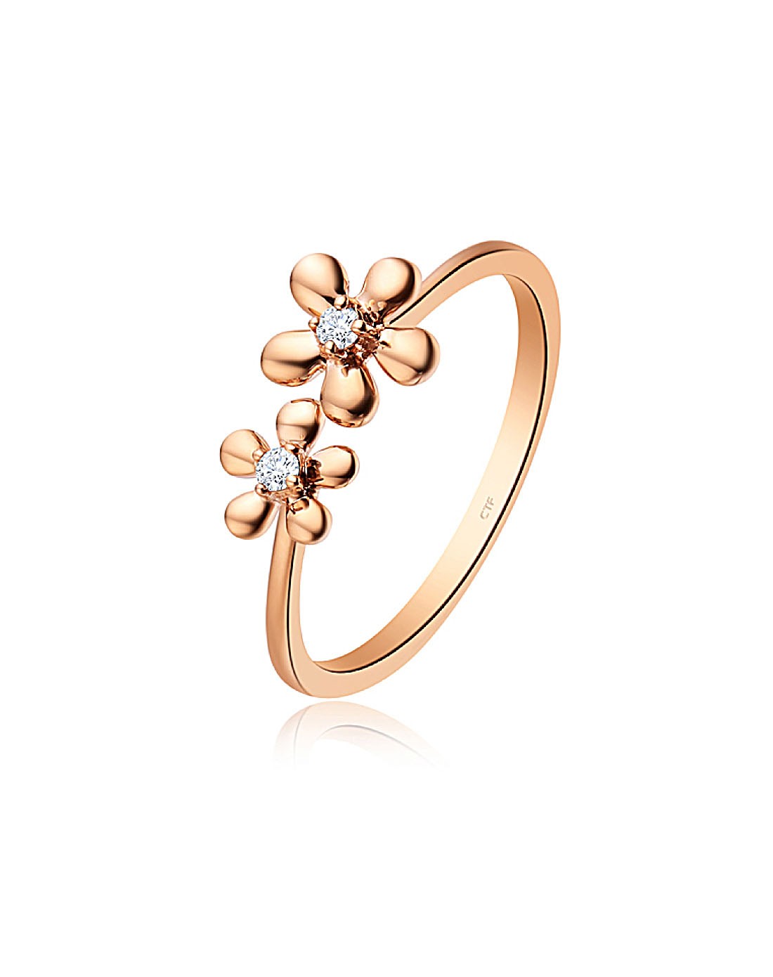 清新小花10k金钻石戒指