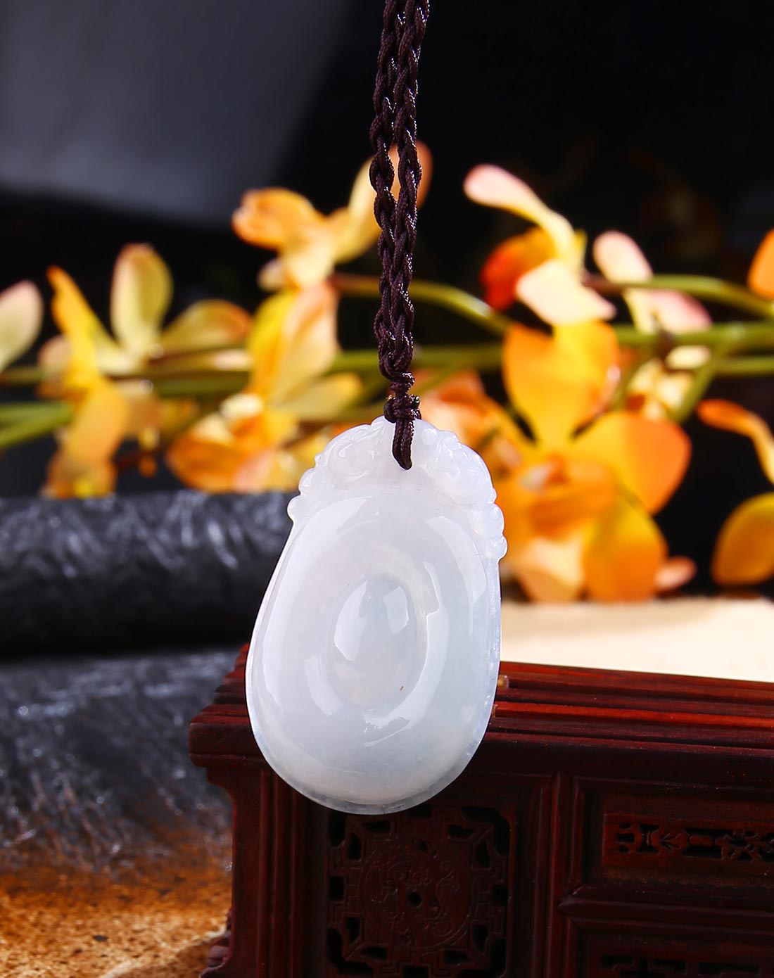 天然翡翠a货糯种福在眼前挂件(国家权威认证)