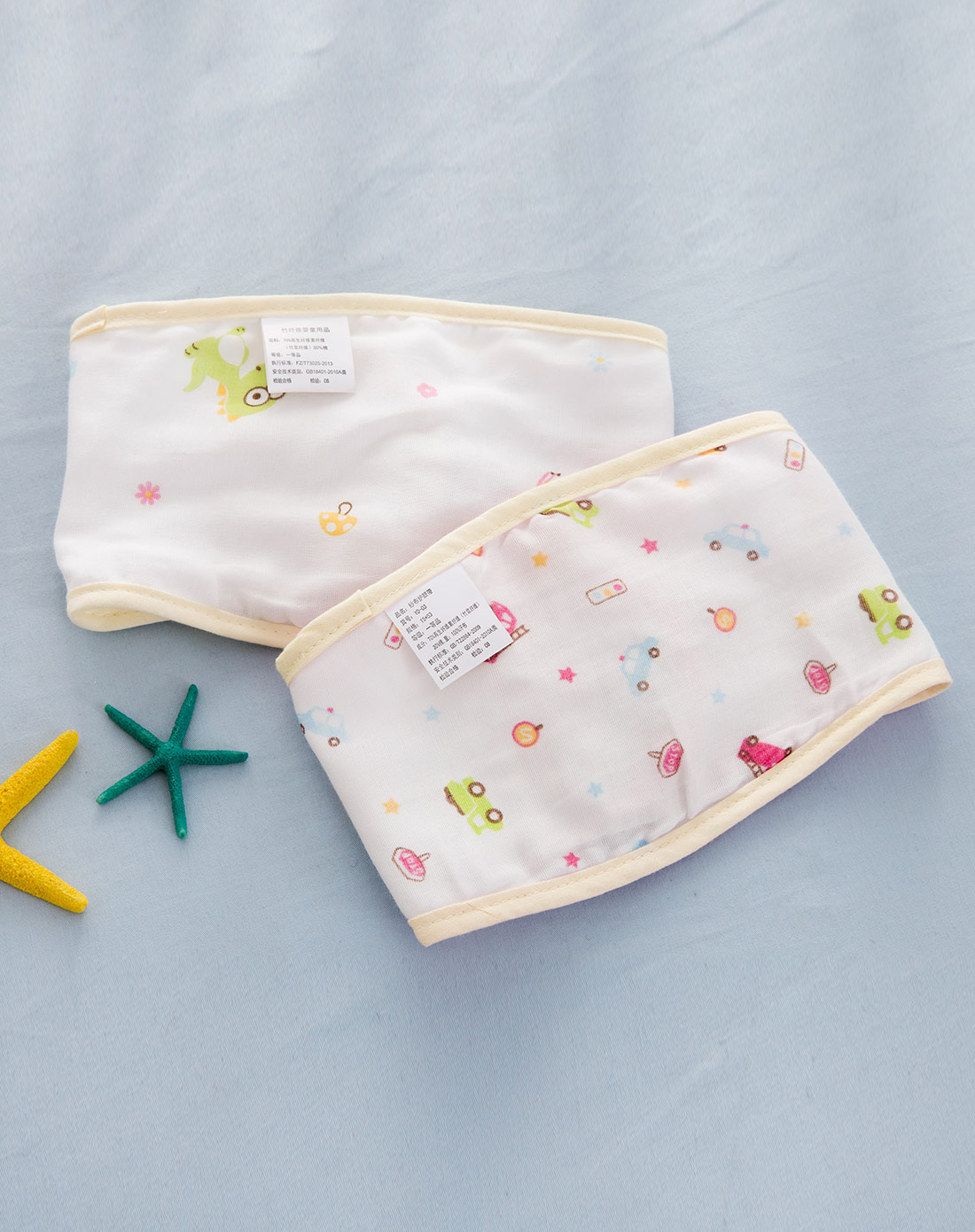 安茵儿 15*53cm婴幼儿纱布护脐带2条入(小汽车/动物乐园)