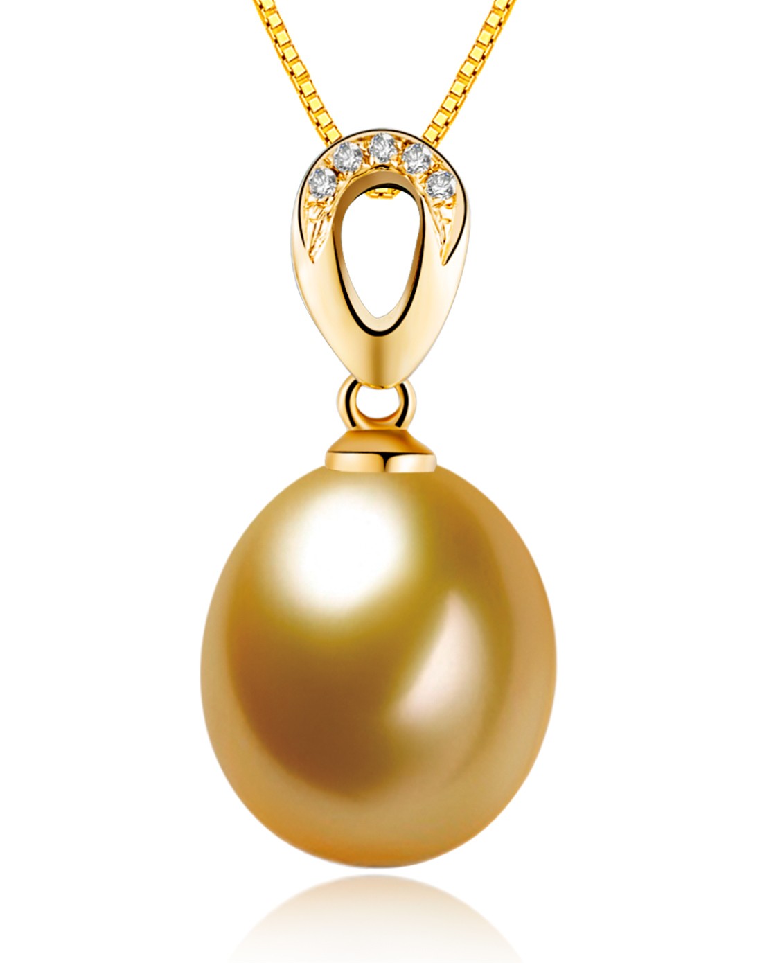 k金南洋香槟色金珍珠镶钻吊坠【简爱】-赠银链