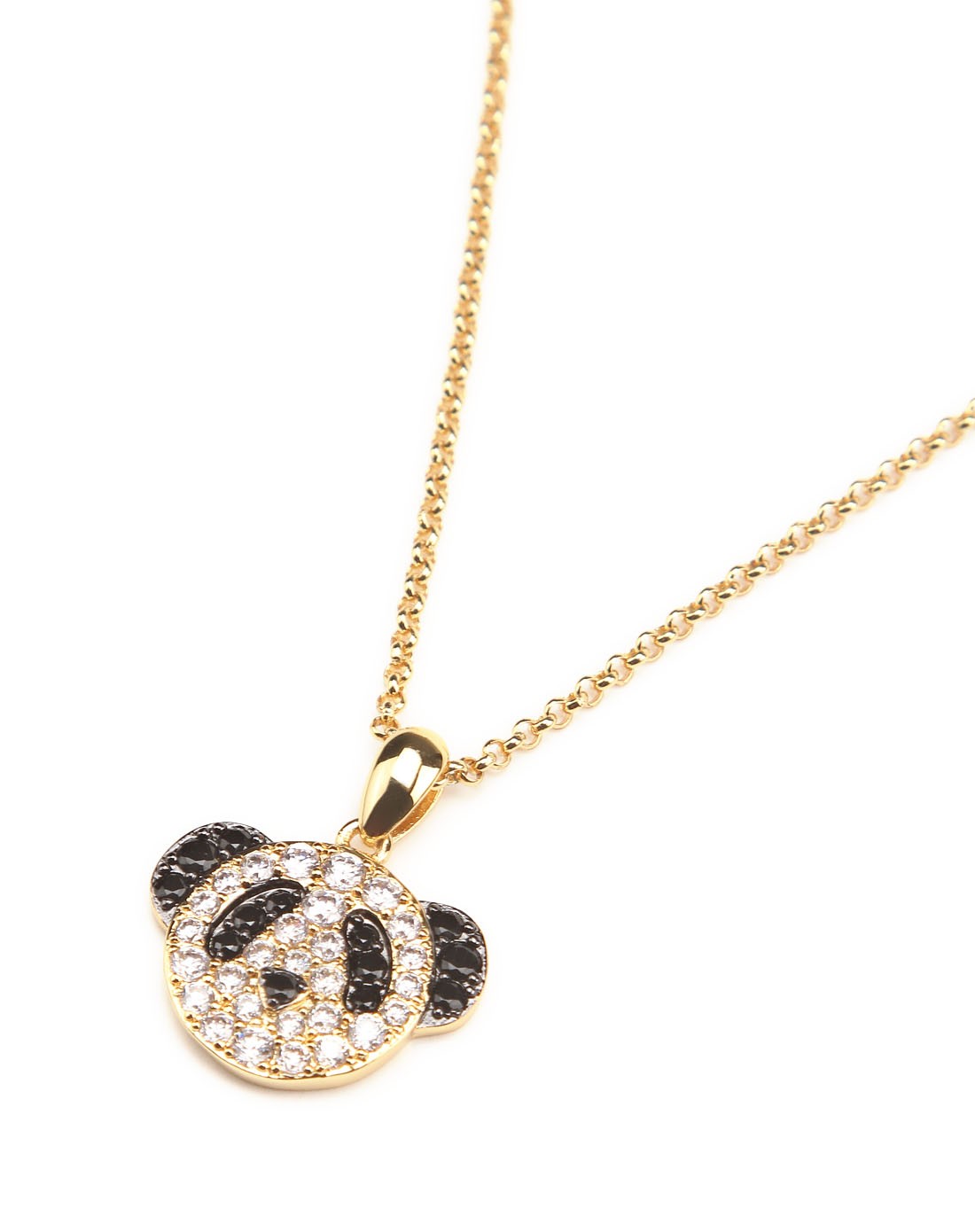 哥弟girdear女款金色卡通熊镶钻吊坠项链