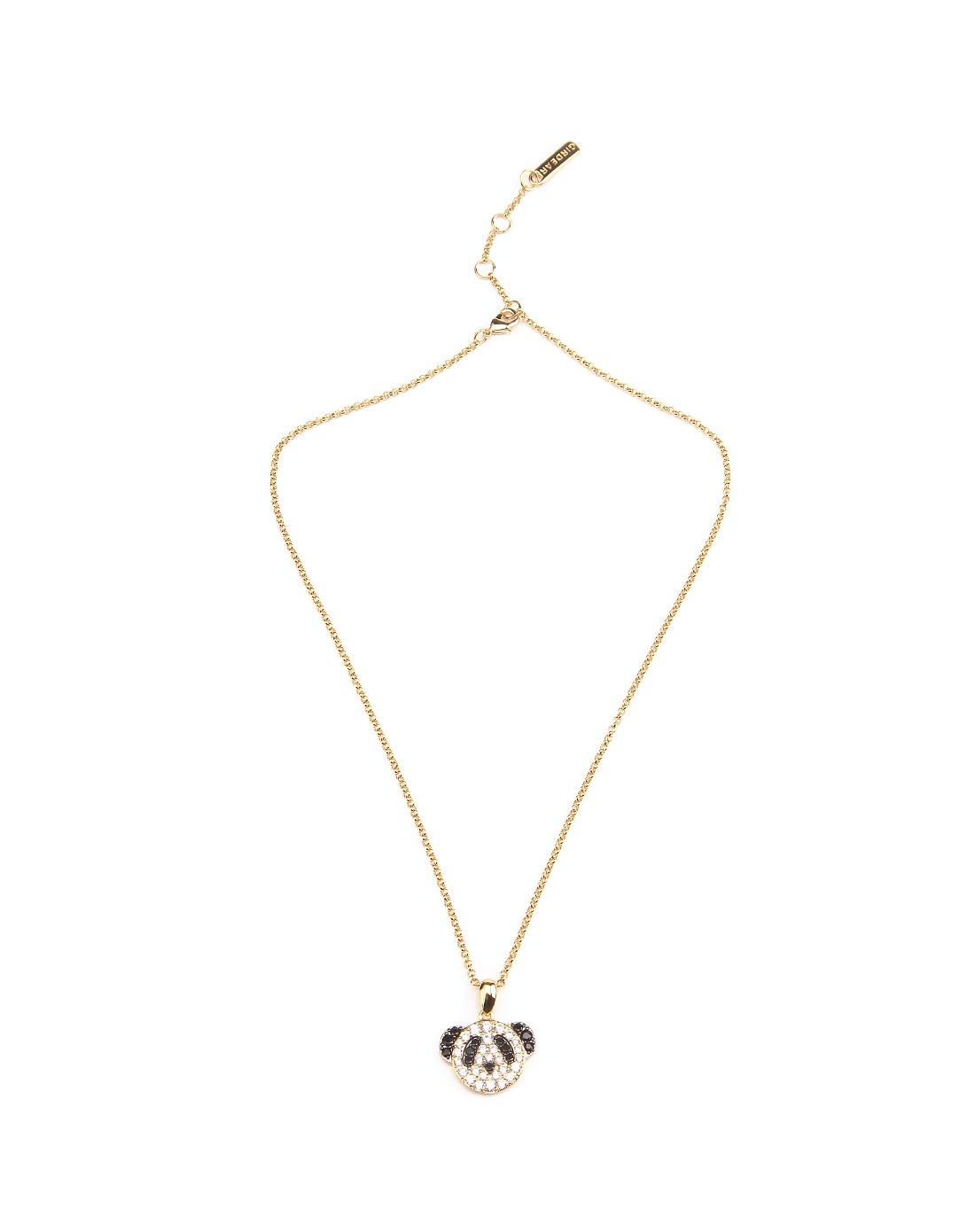 哥弟girdear女款金色卡通熊镶钻吊坠项链