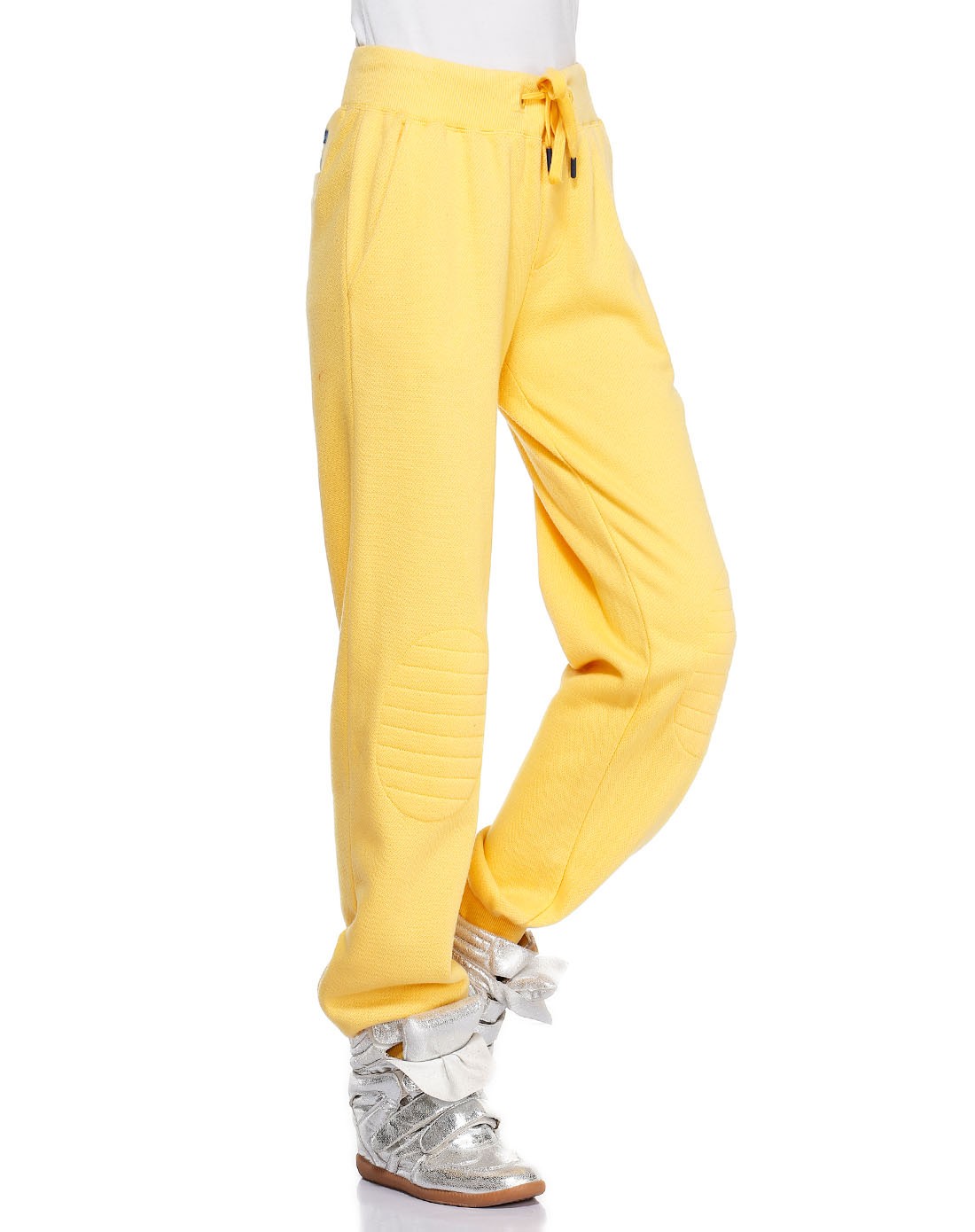 收脚口 女款姜黄色长卫裤 休闲绑带