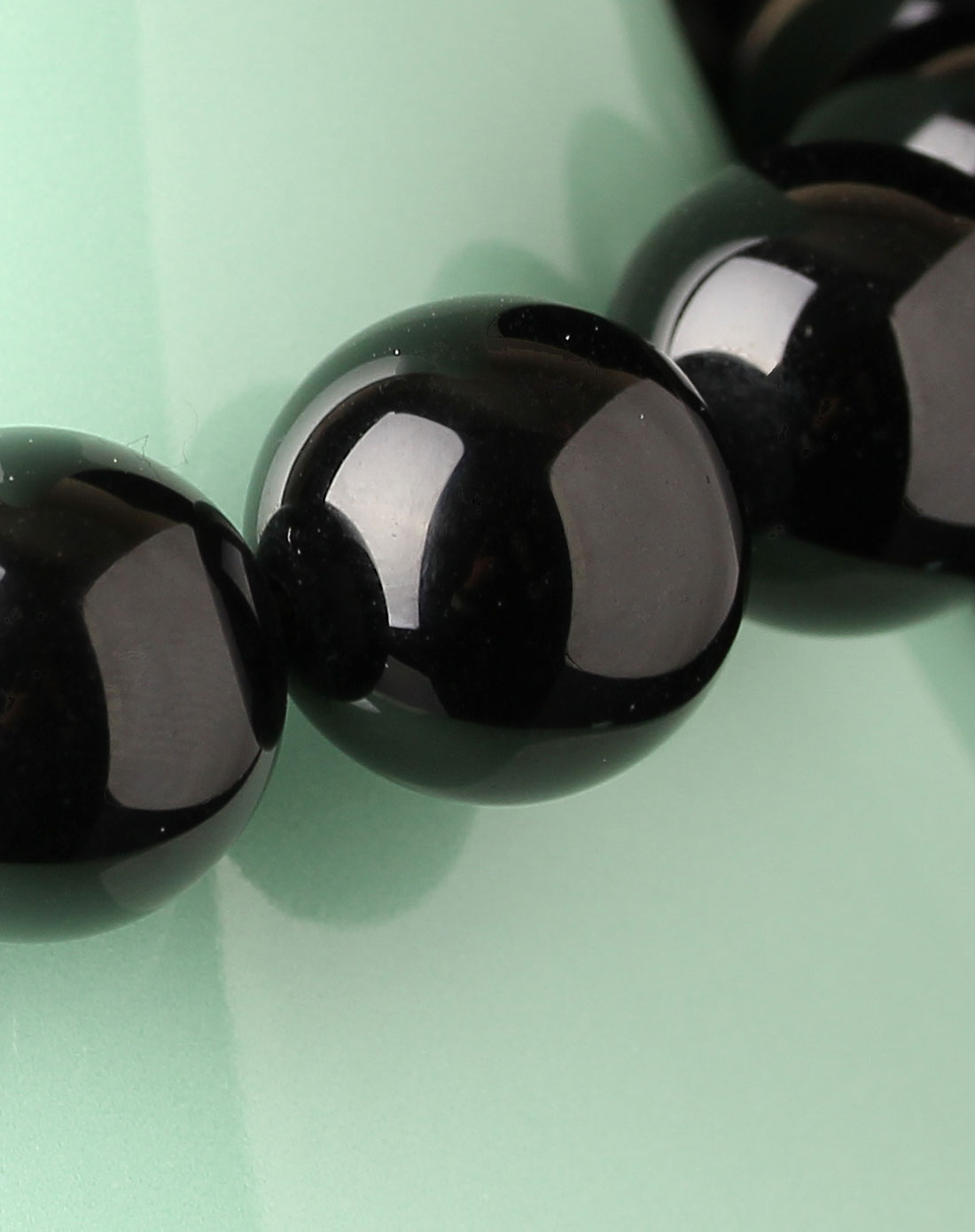 3a级巴西天然黑玛瑙圆珠手链14mm