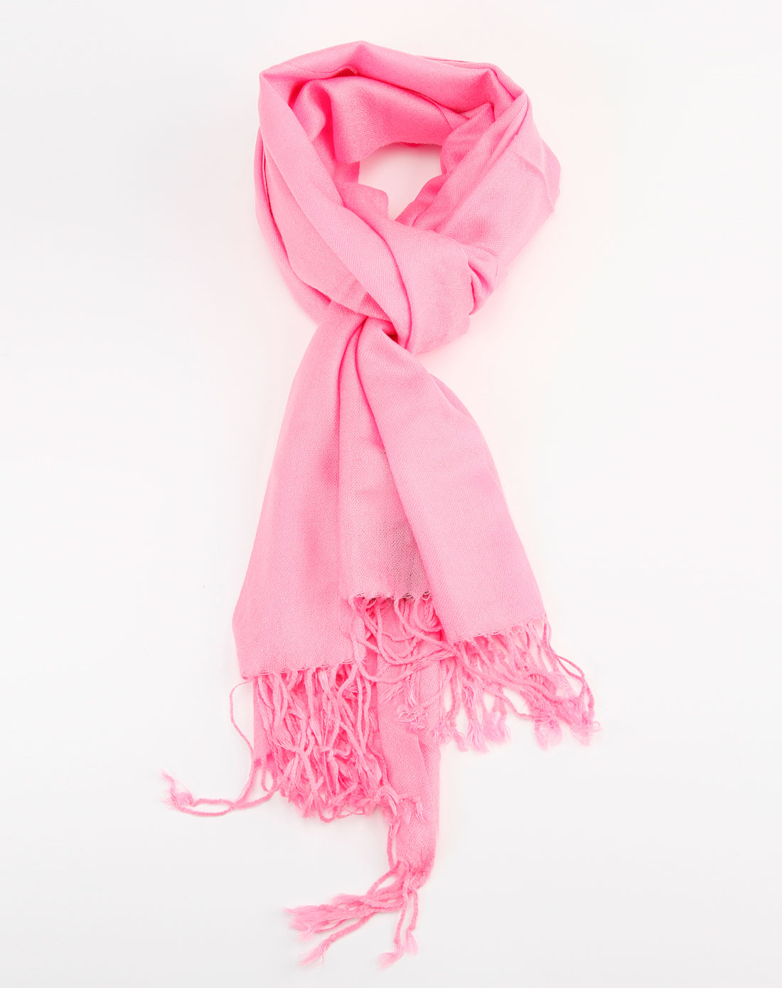 深粉色流苏围巾