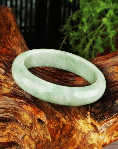 女款天然a货翡翠豆青手镯附证书