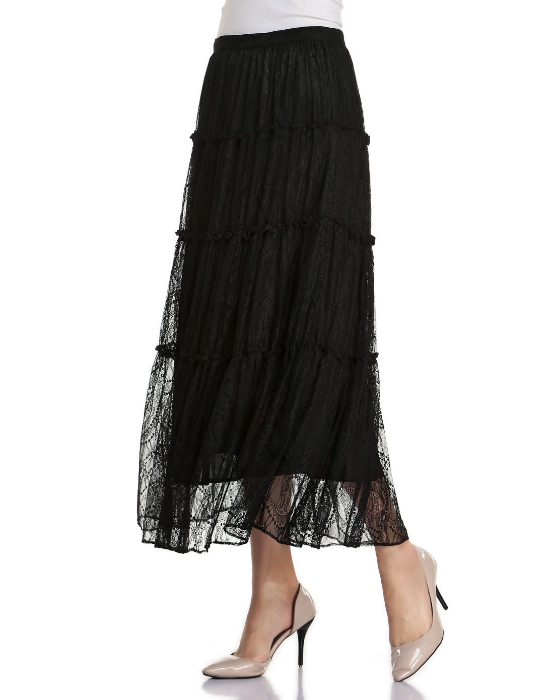 黑色斯文气质蕾丝半身裙