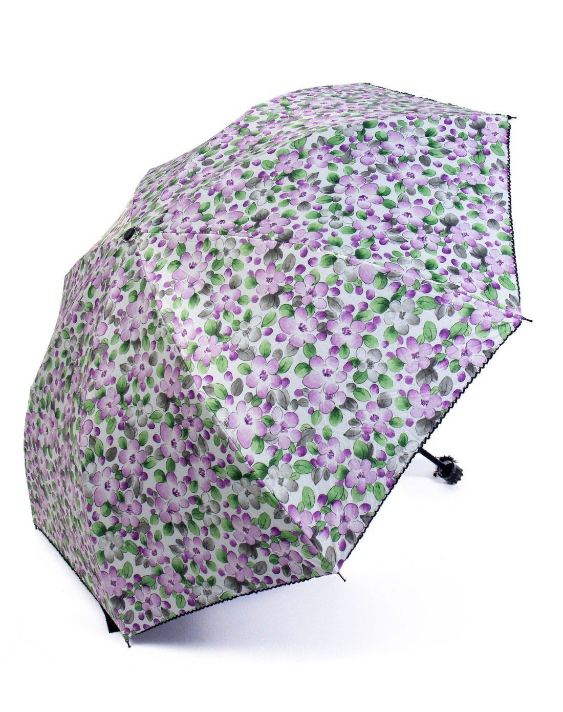 黑胶超强防晒二折精美花案花边沁香玫瑰遮阳伞