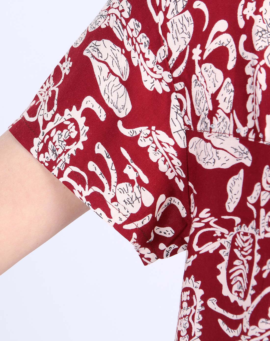 红米色印花圆领短袖七分裤九分裤套装