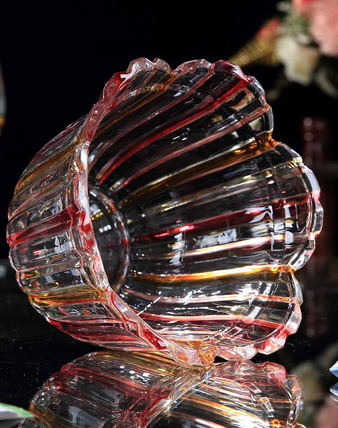 水晶玻璃带盖糖果罐/储物罐琉璃色b