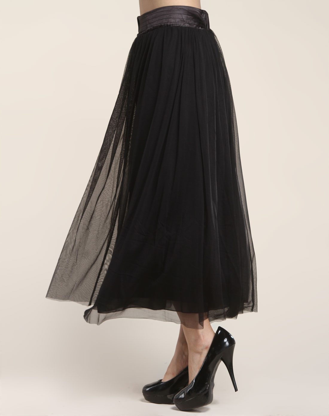 黑色芭蕾舞网纱长裙