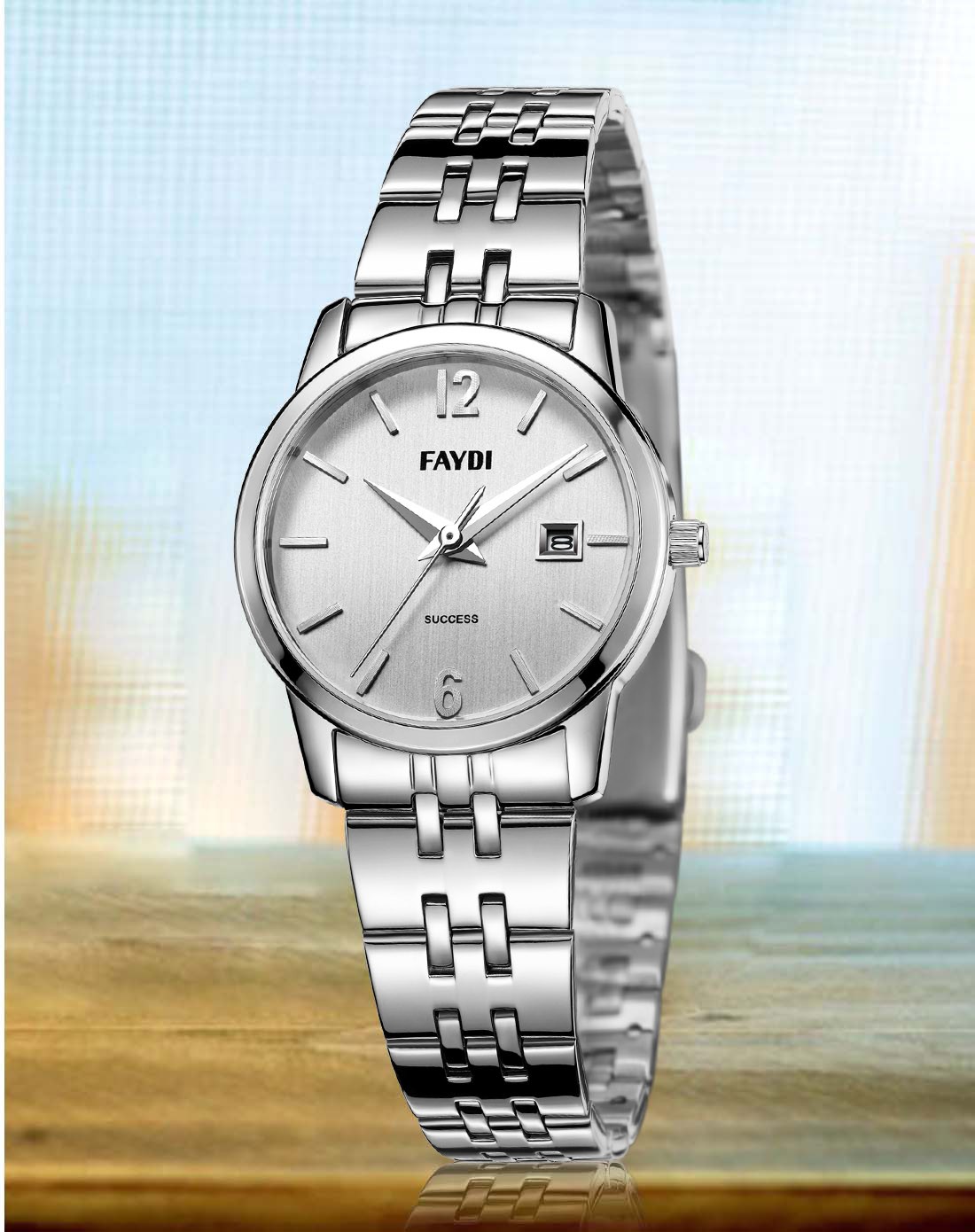 飞迪faydi精钢商务休闲石英腕表情侣女款白色f81.1112.3w4.n9_唯品会