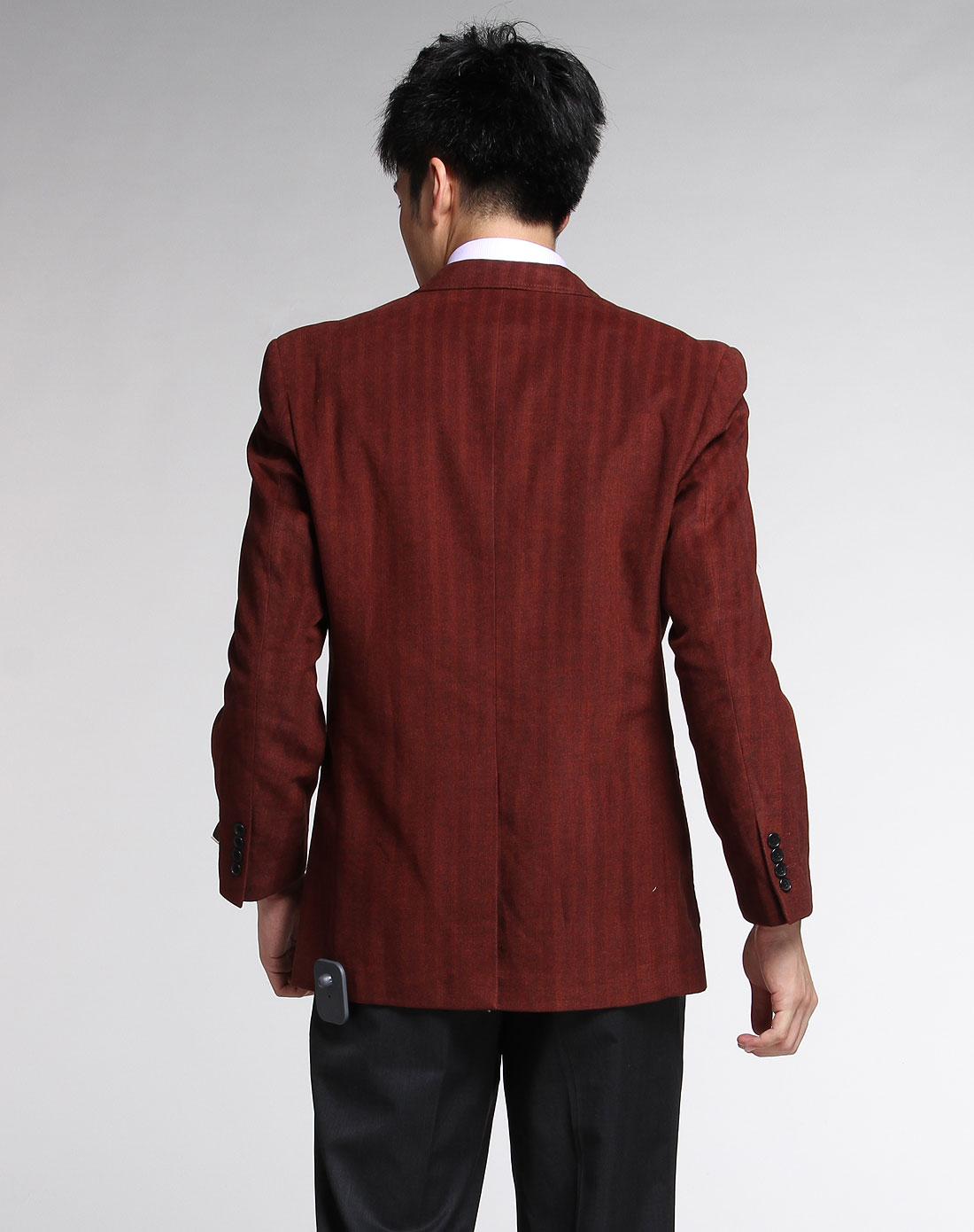 枣红色时尚长袖西装外套