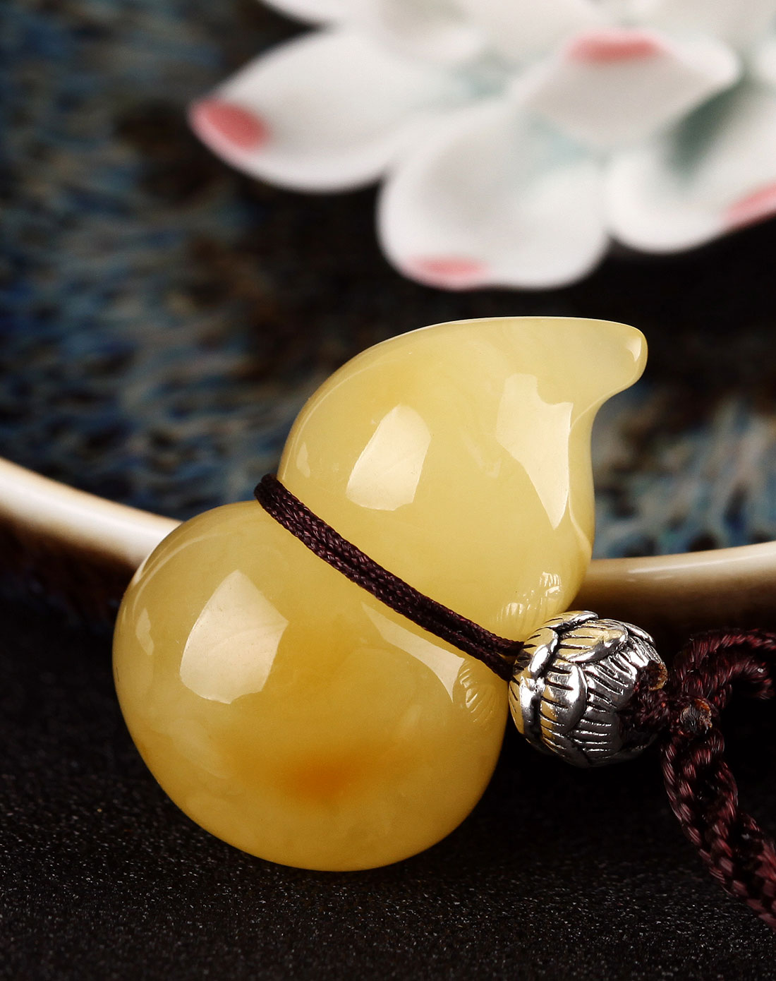 天然琥珀蜜蜡立体百宝葫芦吊坠