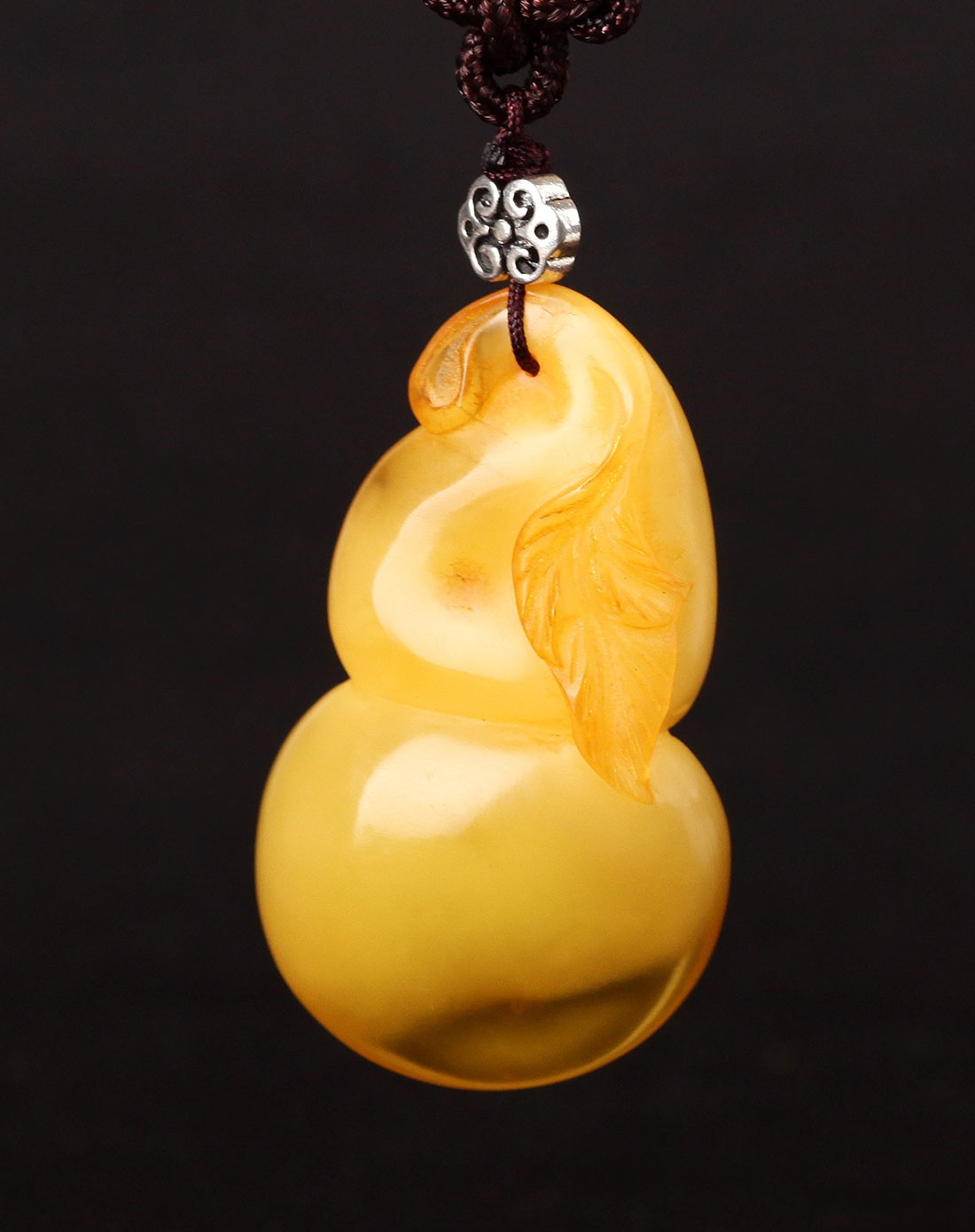 极品天然琥珀蜜蜡福寿葫芦吊坠
