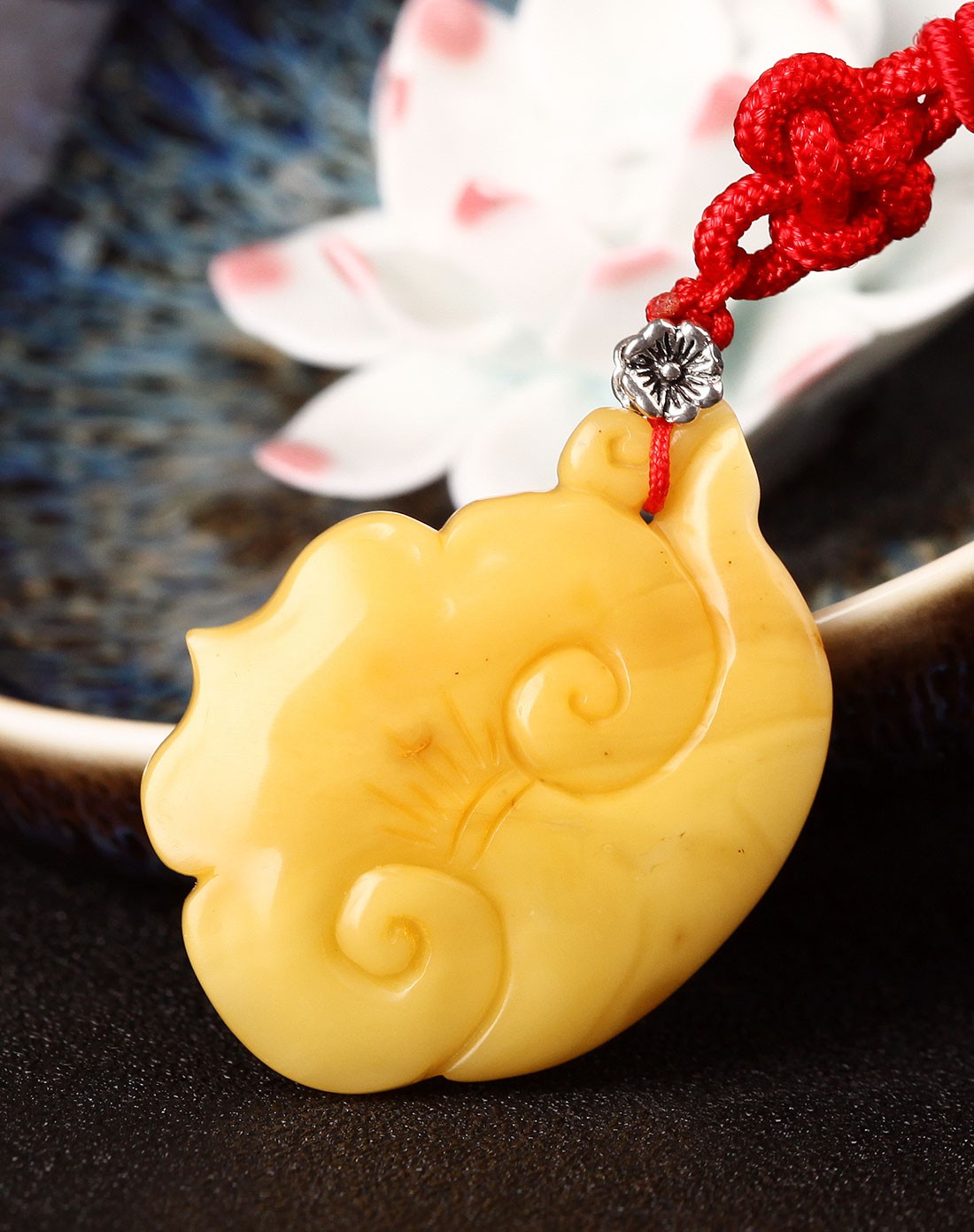 天然琥珀蜜蜡如意吉祥吊坠