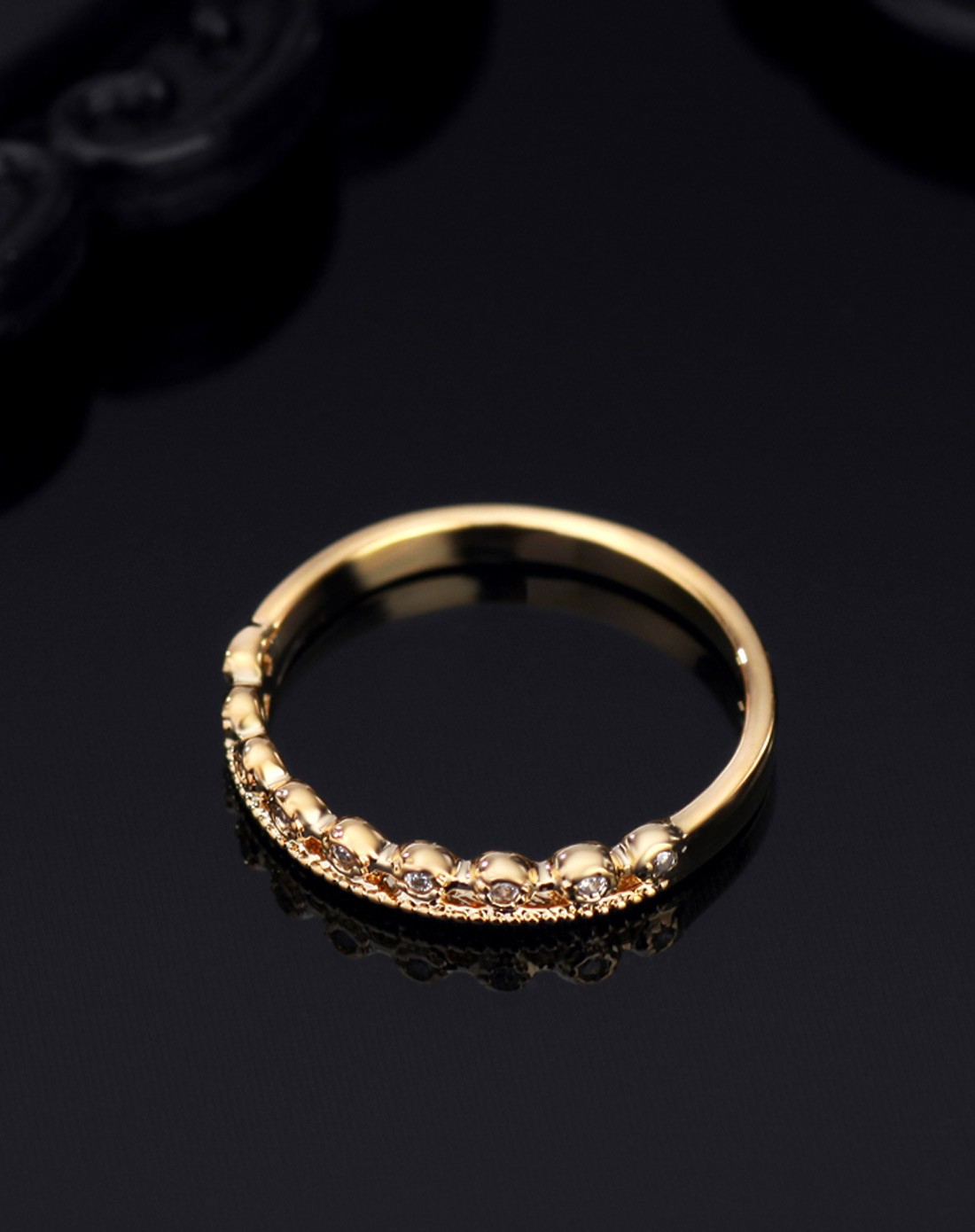 轮回 简约时尚镶钻玫瑰金戒指(多号可选)