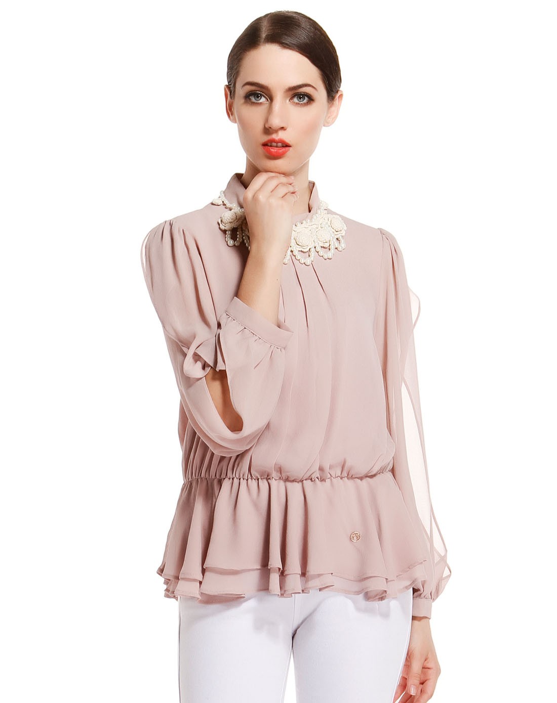 semplice女款暗粉色淑女时尚长袖上衣