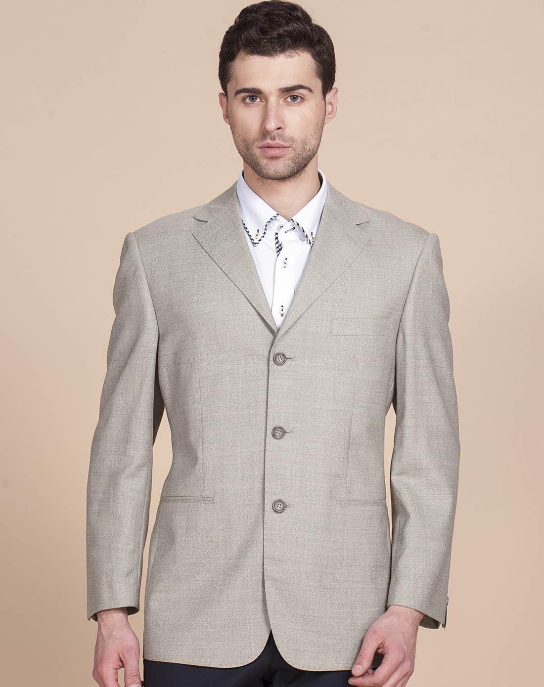 男士豆绿色休闲西服