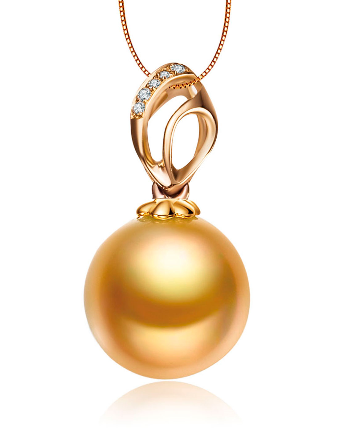 仙蒂瑞拉sandyrilla珠宝专场-黄金南洋金珍珠钻石吊坠-绝色(附国检