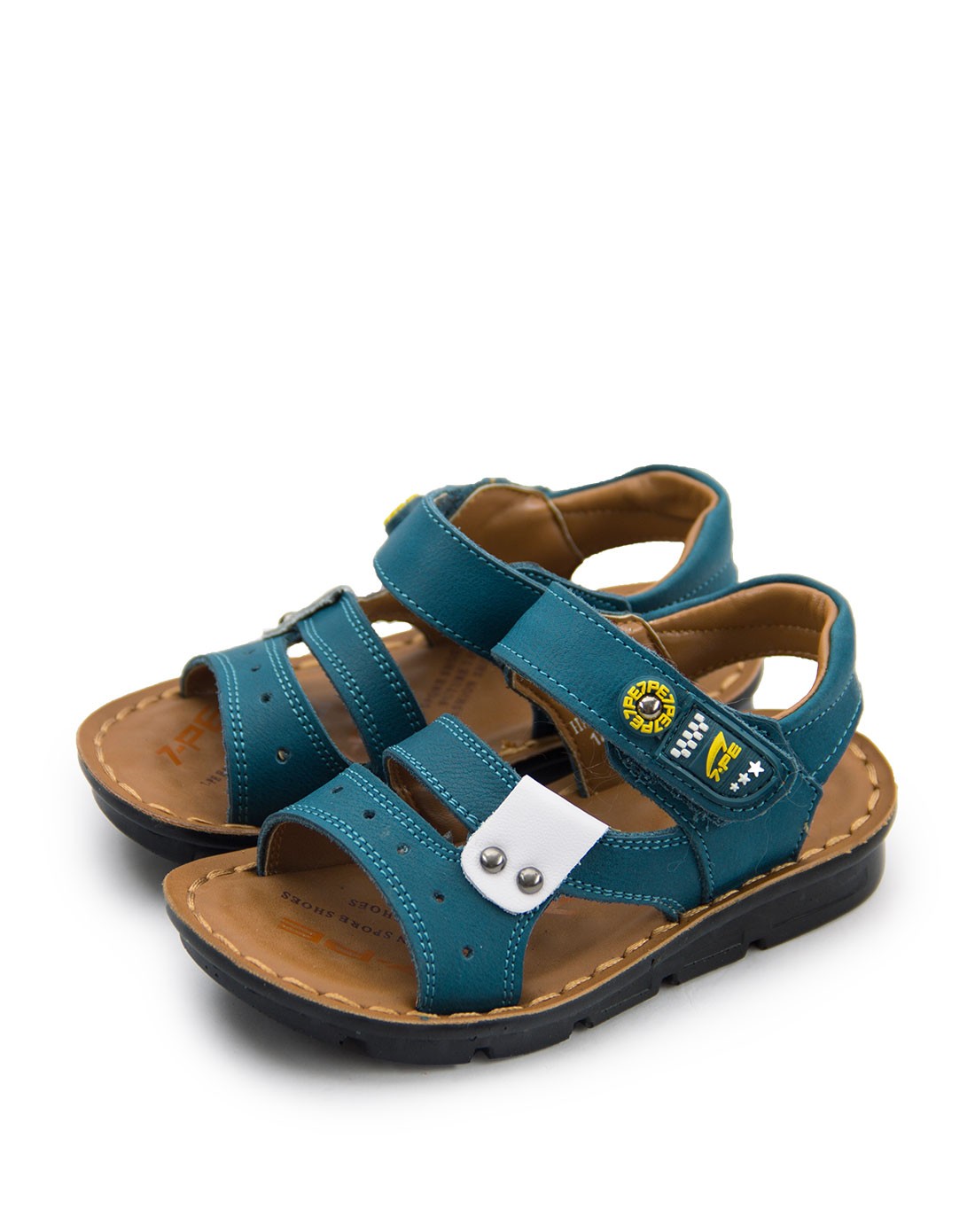 男童蓝色时尚舒适防滑皮凉鞋