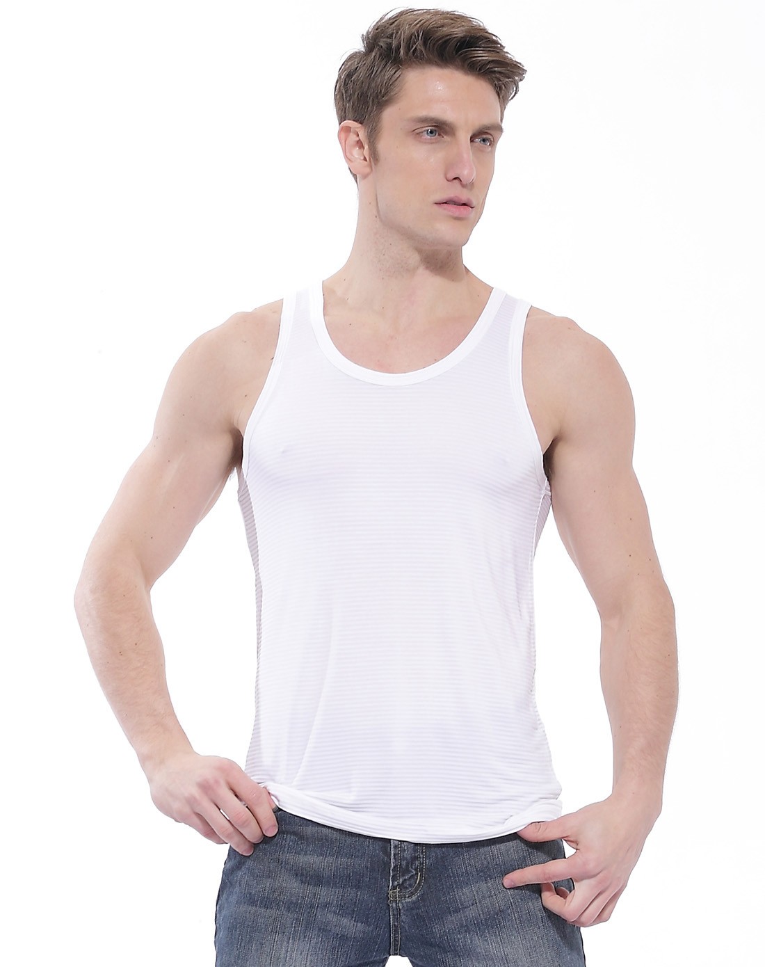 男士白色背心