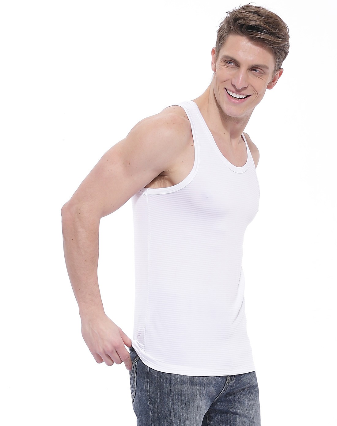 男士白色背心