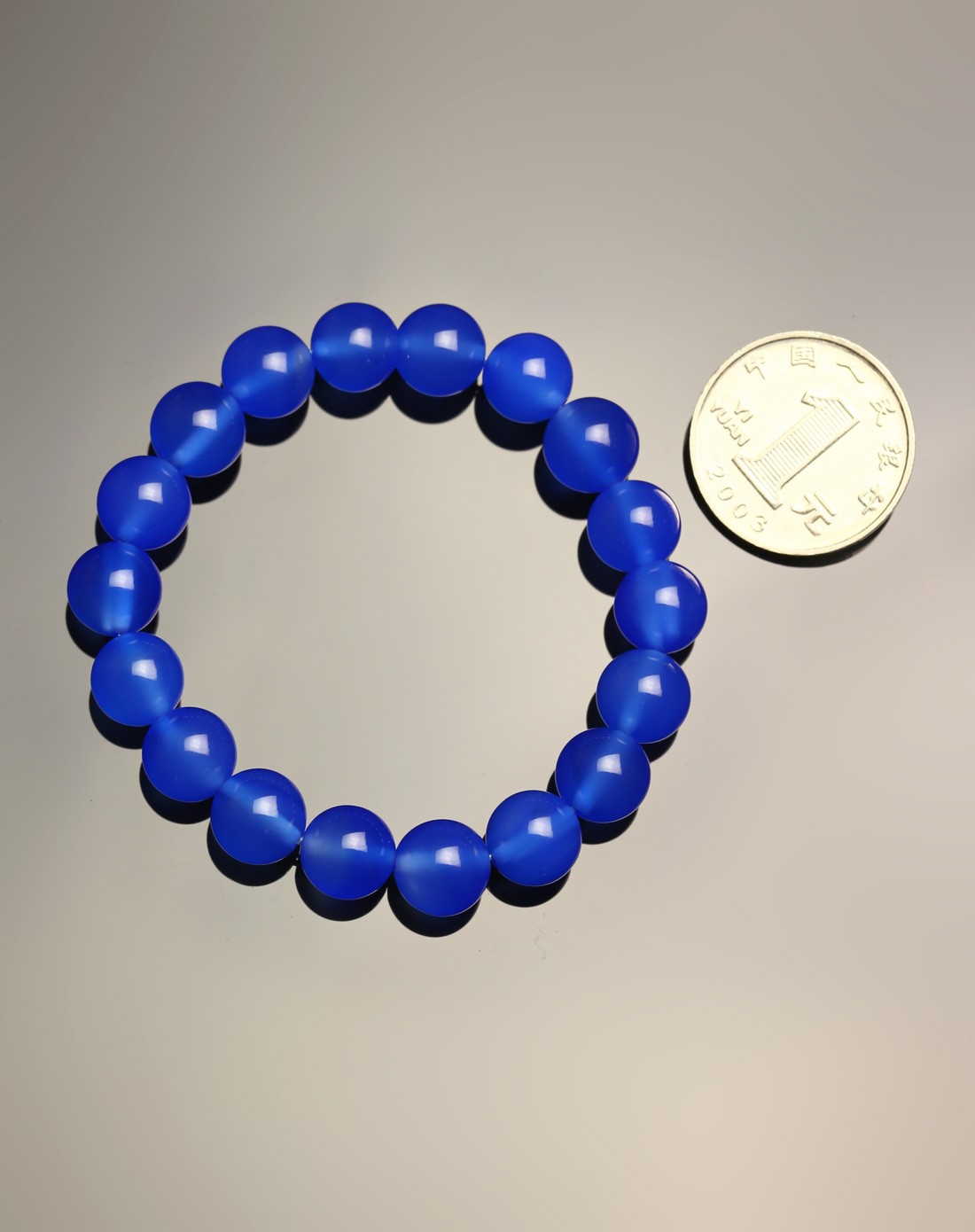 天然3a级蓝玛瑙手链10mm附证书