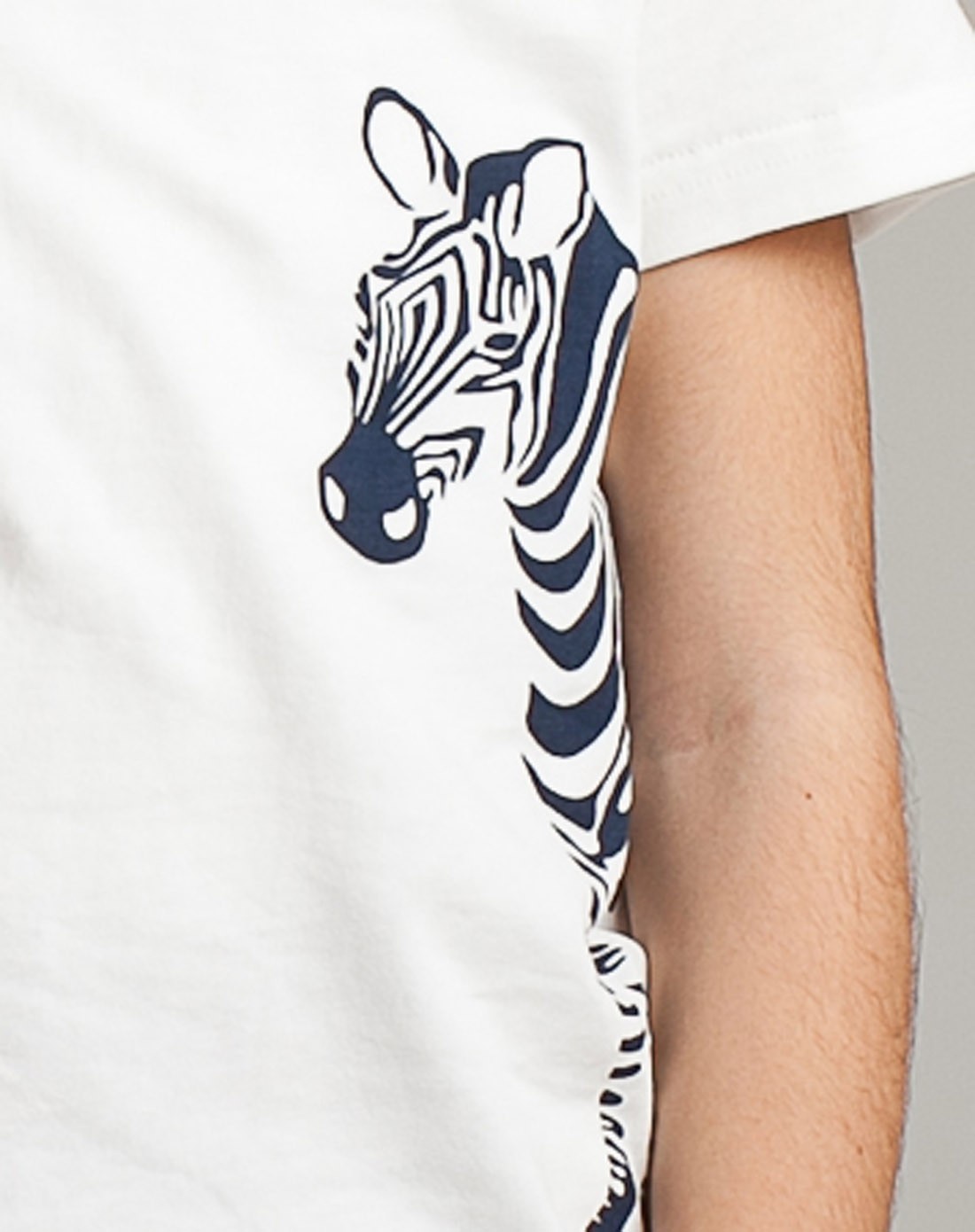 男童本白斑马印花圆领t恤