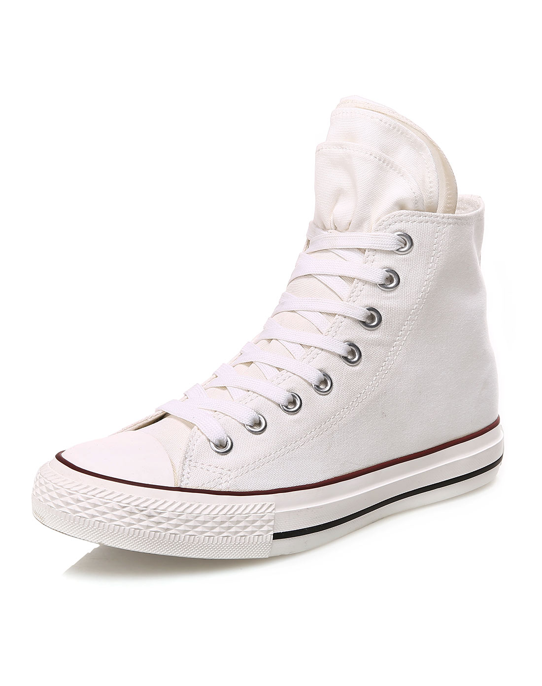 轻便透气 女款白色高帮休闲鞋 舒适软底