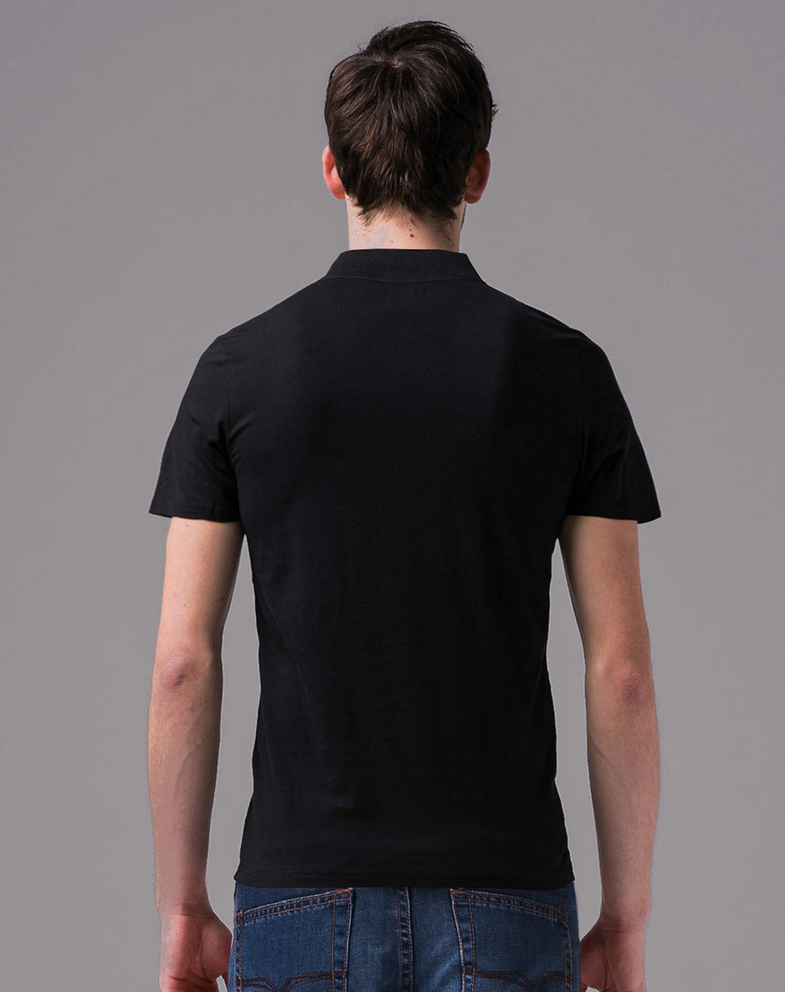 黑色印花休闲polo衫